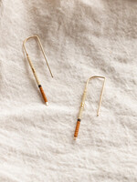 YEWO Large Rust Mala Ear Pin Earrings