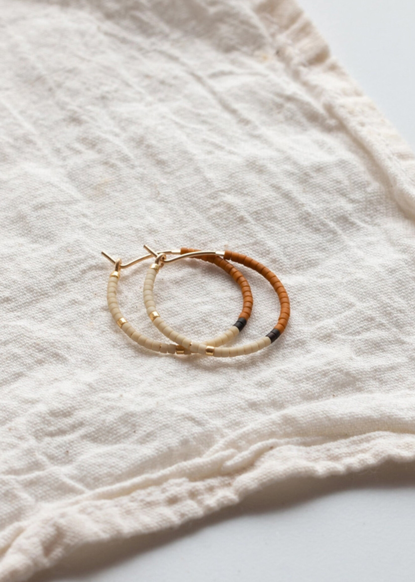 YEWO Small Rust Mala Hoop Earrings