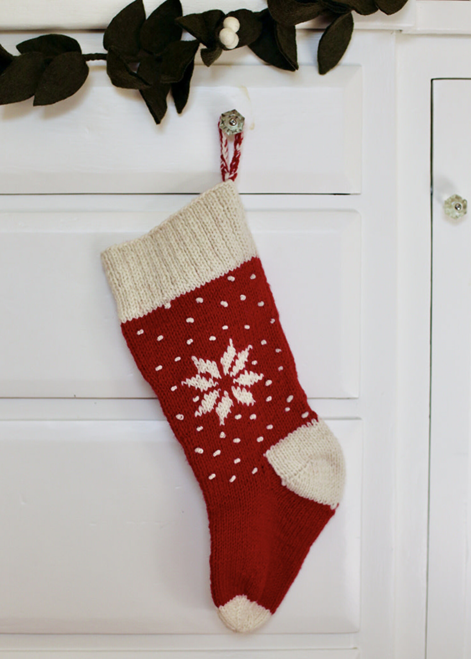 Ganesh Himal Red Knit Snowflake Christmas Stocking