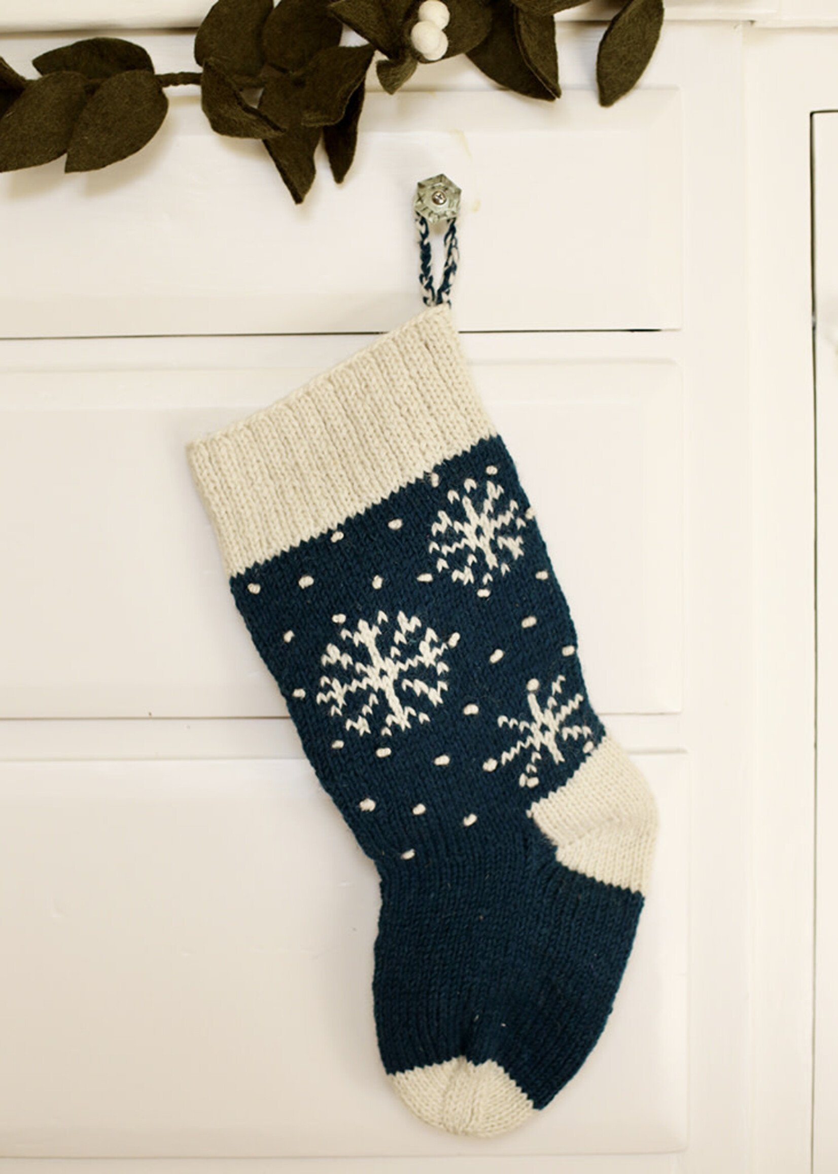 Ganesh Himal Blue Knit Snowflake Christmas Stocking