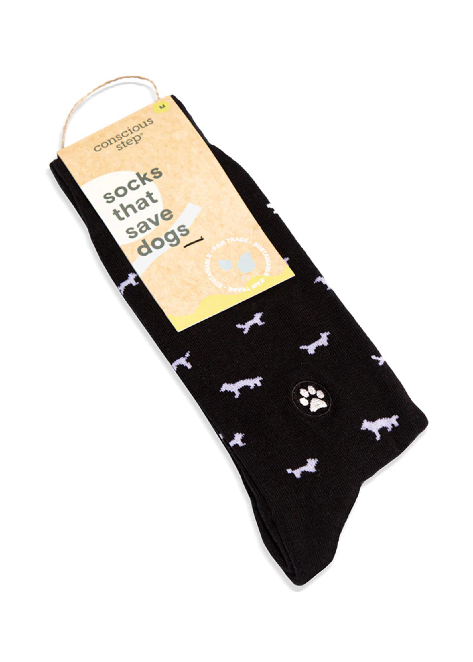Conscious Step Women's Black and White Socks that Save Dogs