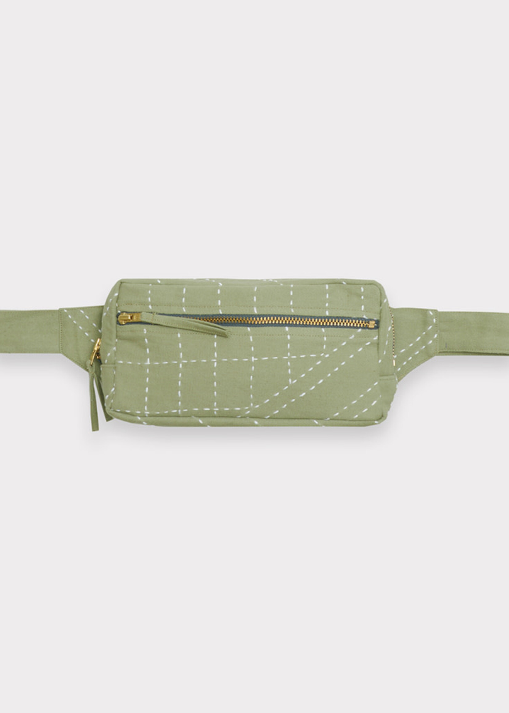 Anchal Project Sage Green Crossbody Kantha Belt Bag