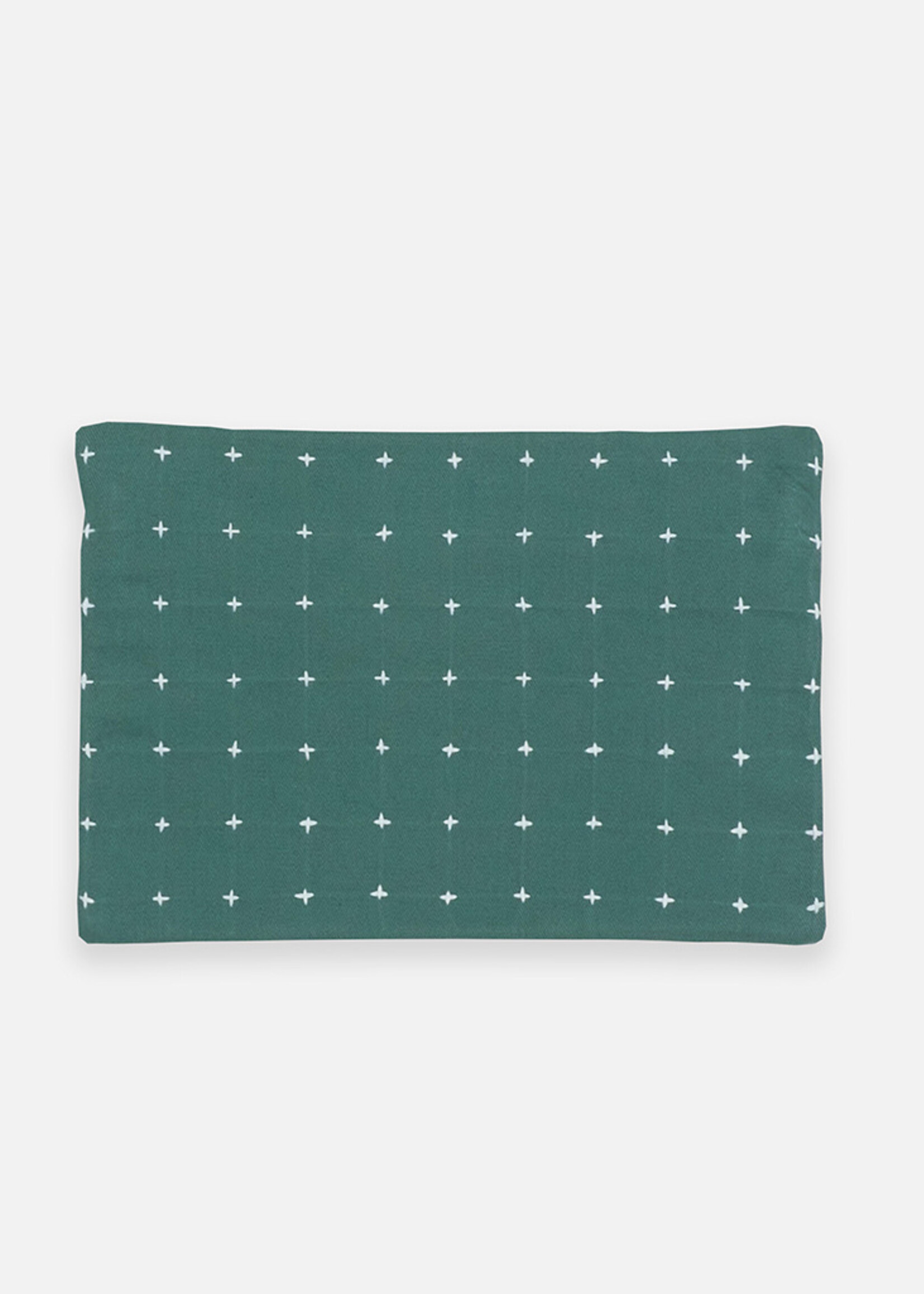 Anchal Project Spruce Green Cross-Stitch Pouch Clutch