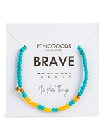 Ethic Goods 3mm Morse Code BRAVE Bracelet - Turquoise & Yellow Quartz