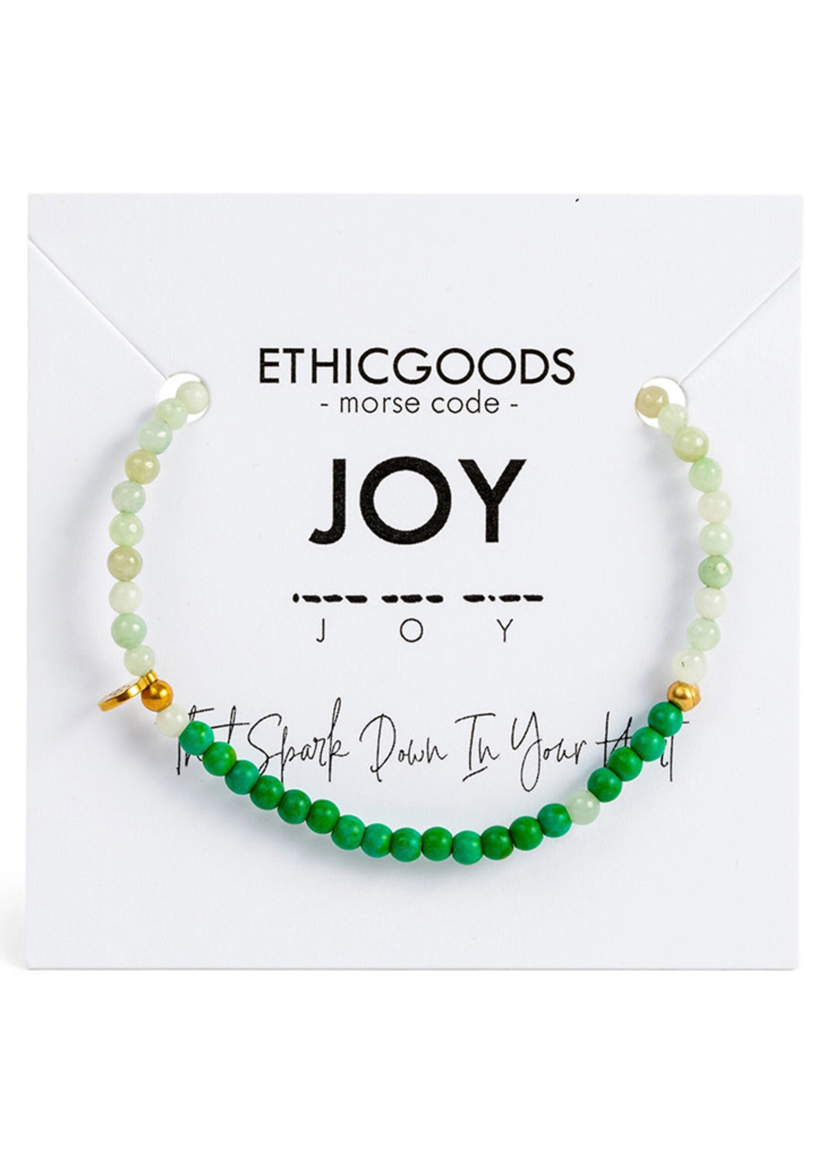 Ethic Goods 3mm Morse Code JOY Bracelet - Green & Aventurine