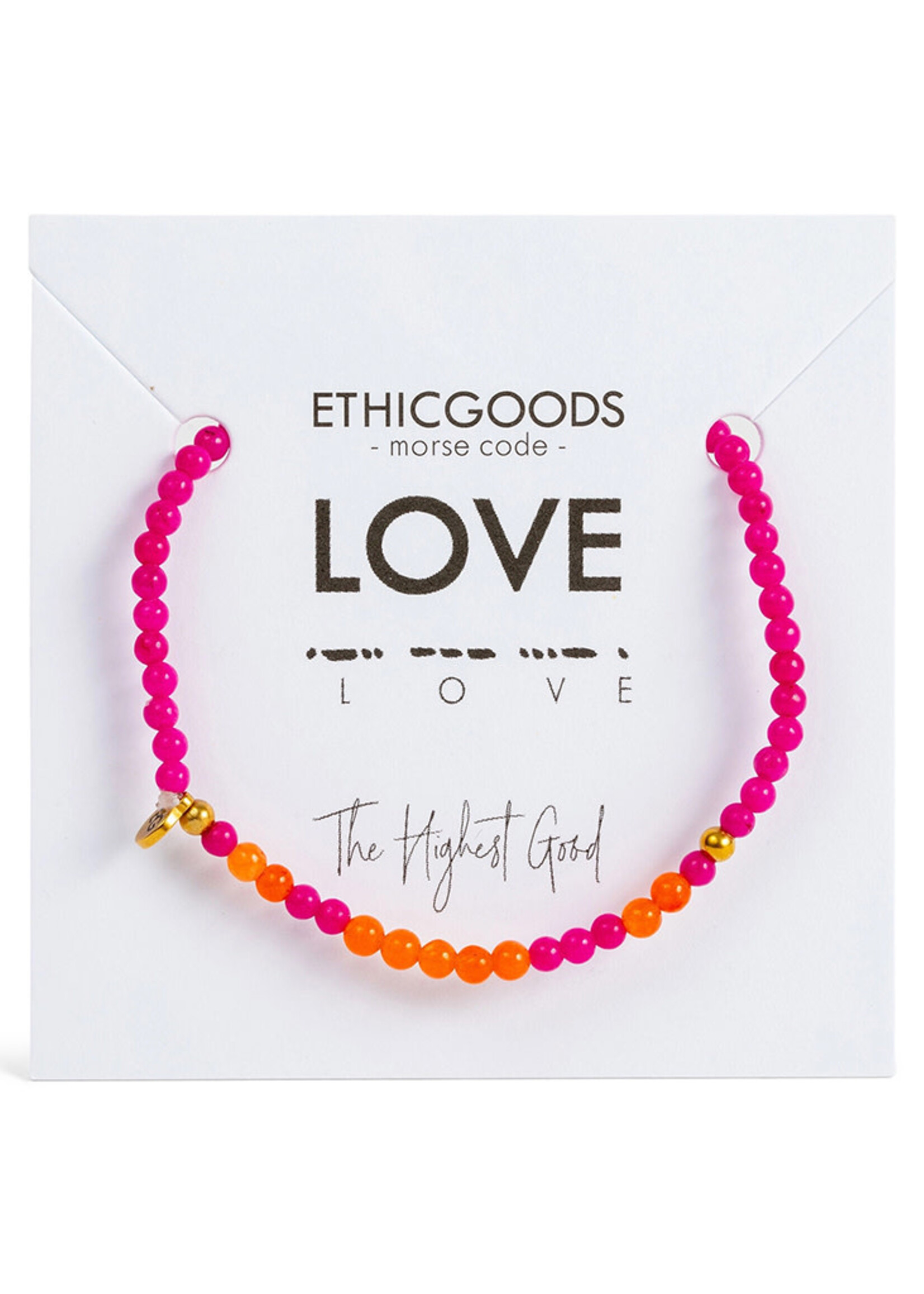 Ethic Goods 3mm Morse Code LOVE Bracelet - Bright Pink & Orange