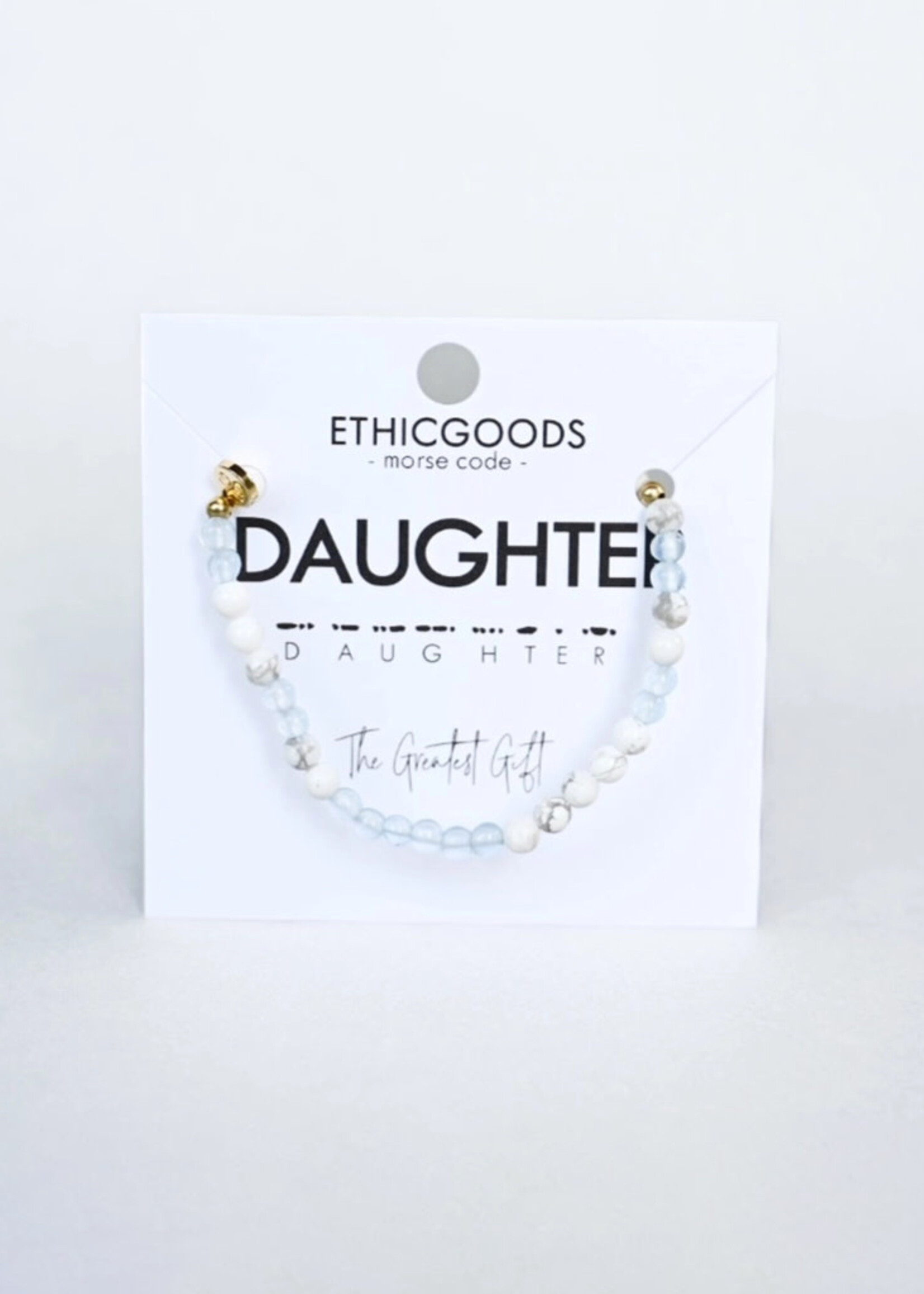 Ethic Goods Morse Code DAUGHTER Bracelet - Blue & Howlite
