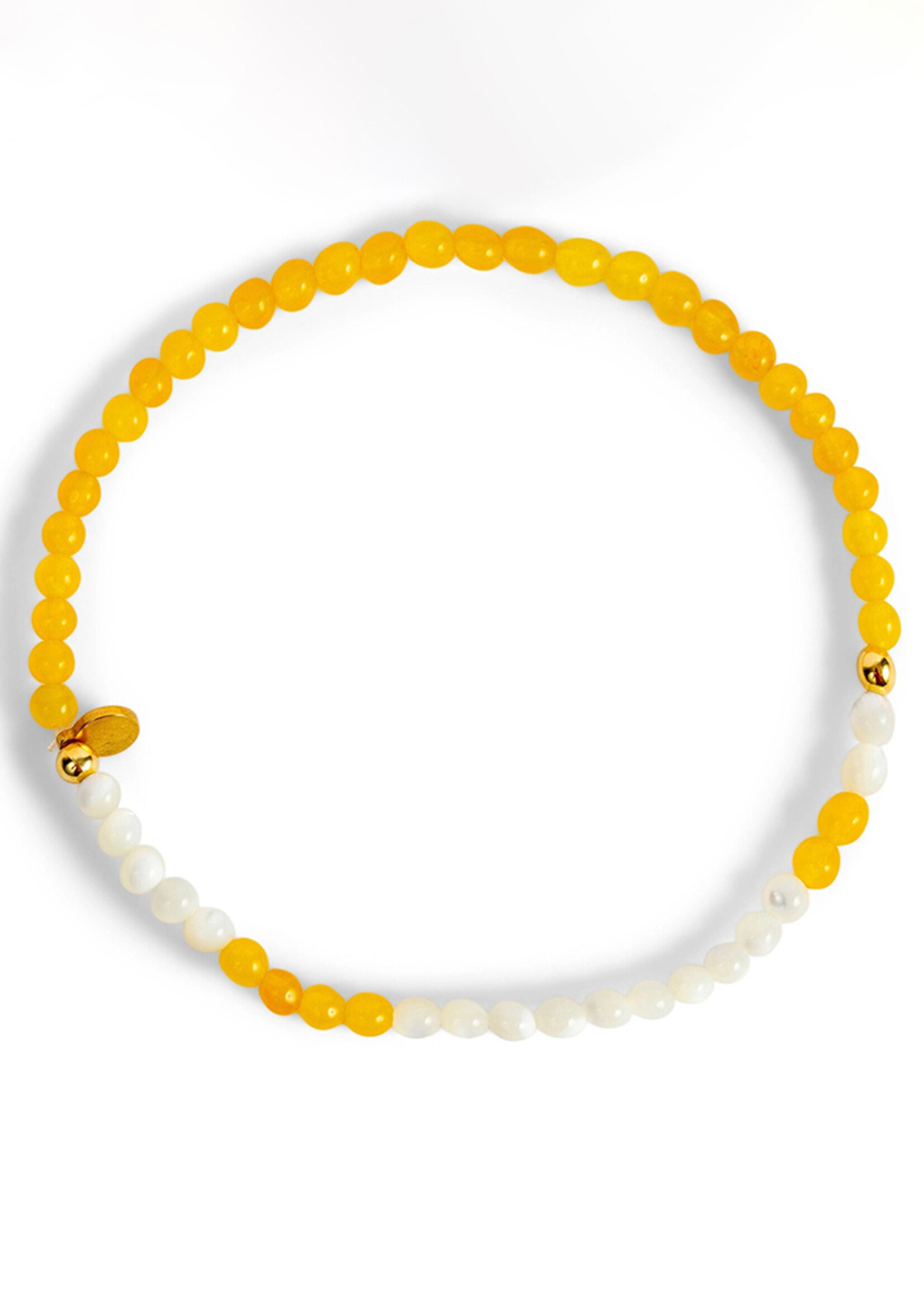 Ethic Goods 3mm Morse Code SUNSHINE Bracelet - Yellow Quartz & Mother of Pearl