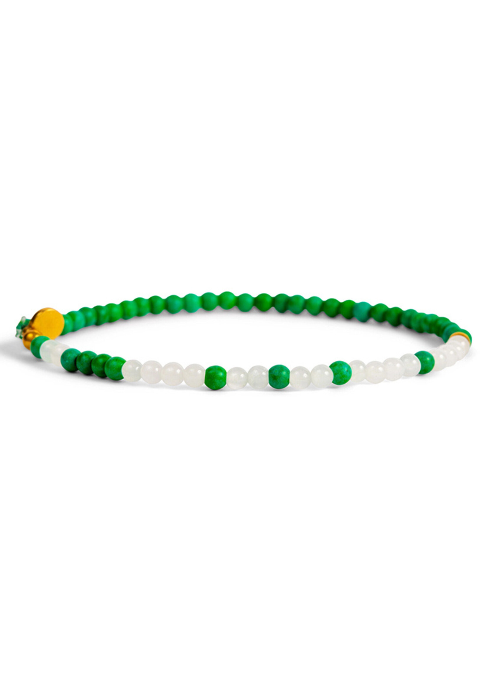 Ethic Goods 3mm Morse Code LUCKY Bracelet - Green & Cloudy Glass