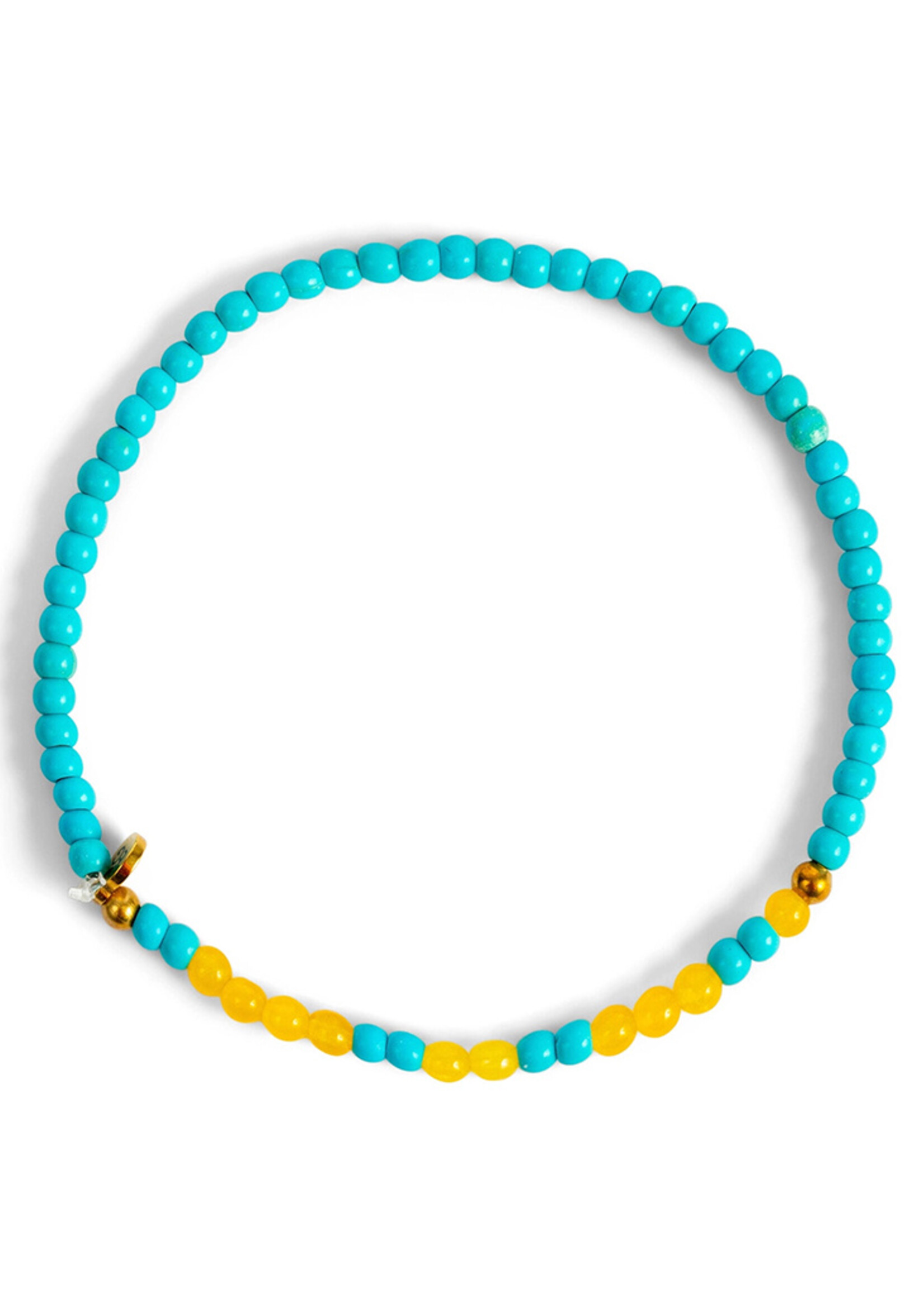 Ethic Goods 3mm Morse Code BRAVE Bracelet - Turquoise & Yellow Quartz