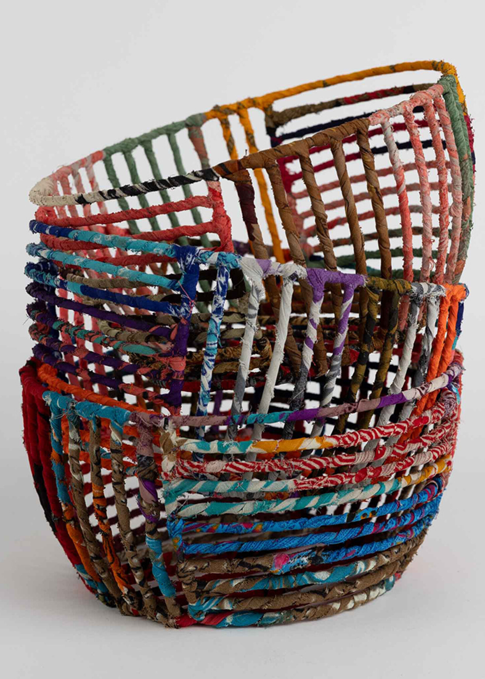 Ten Thousand Villages Recycled Sari Wrapped Wire Basket