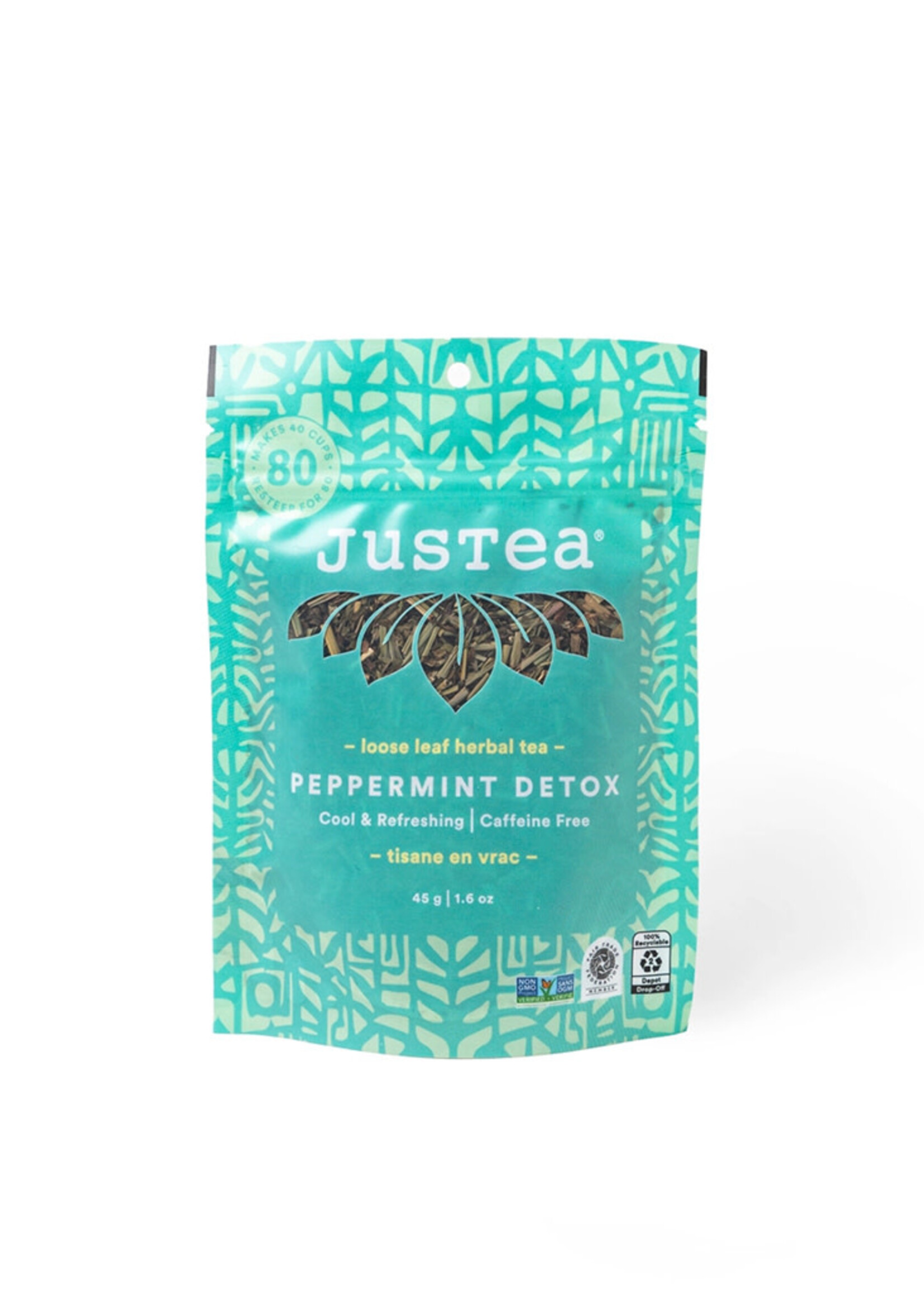 JusTea Peppermint Detox Loose Leaf Tea - Pouch