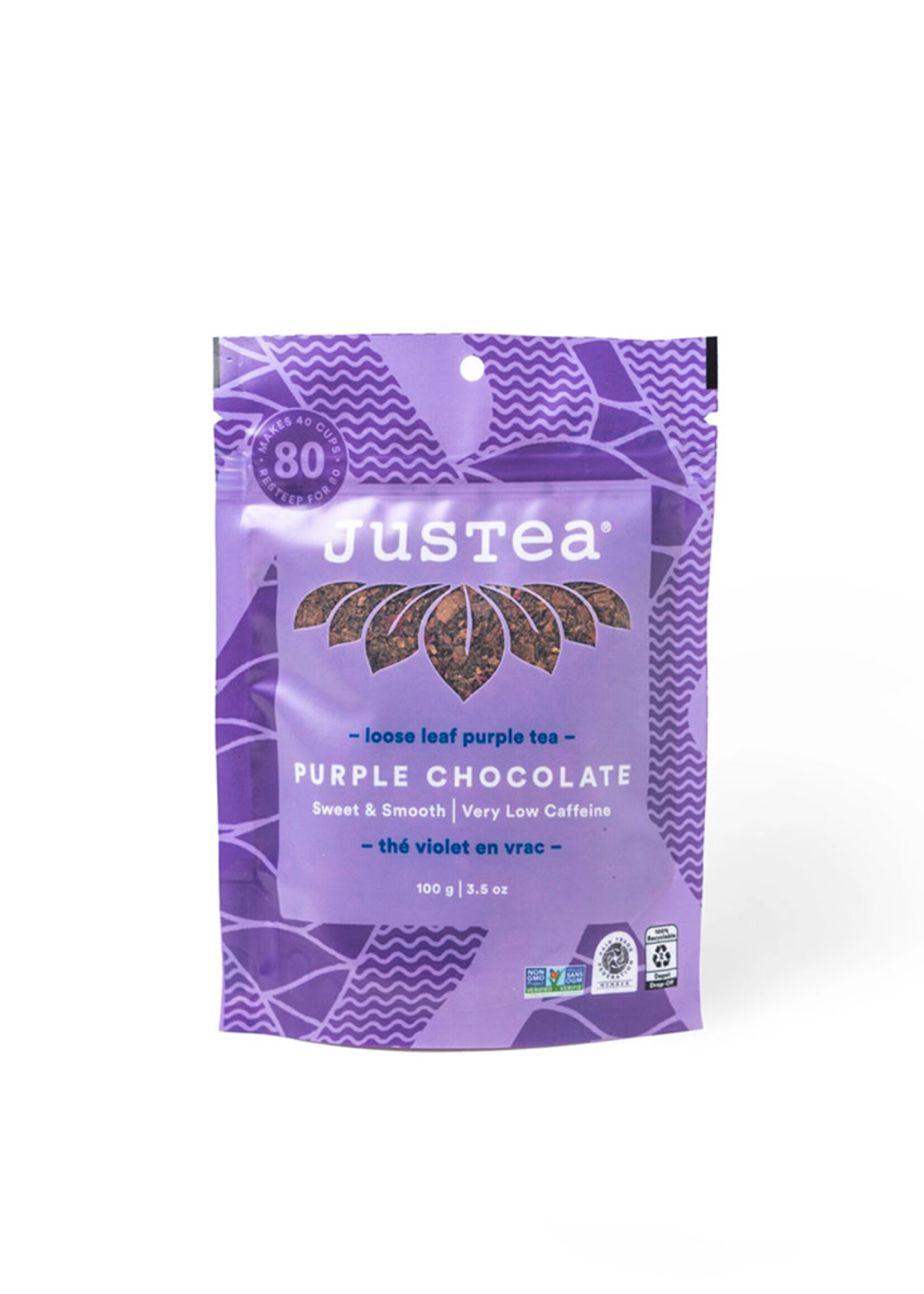 JusTea Purple Chocolate Loose Leaf Tea - Pouch