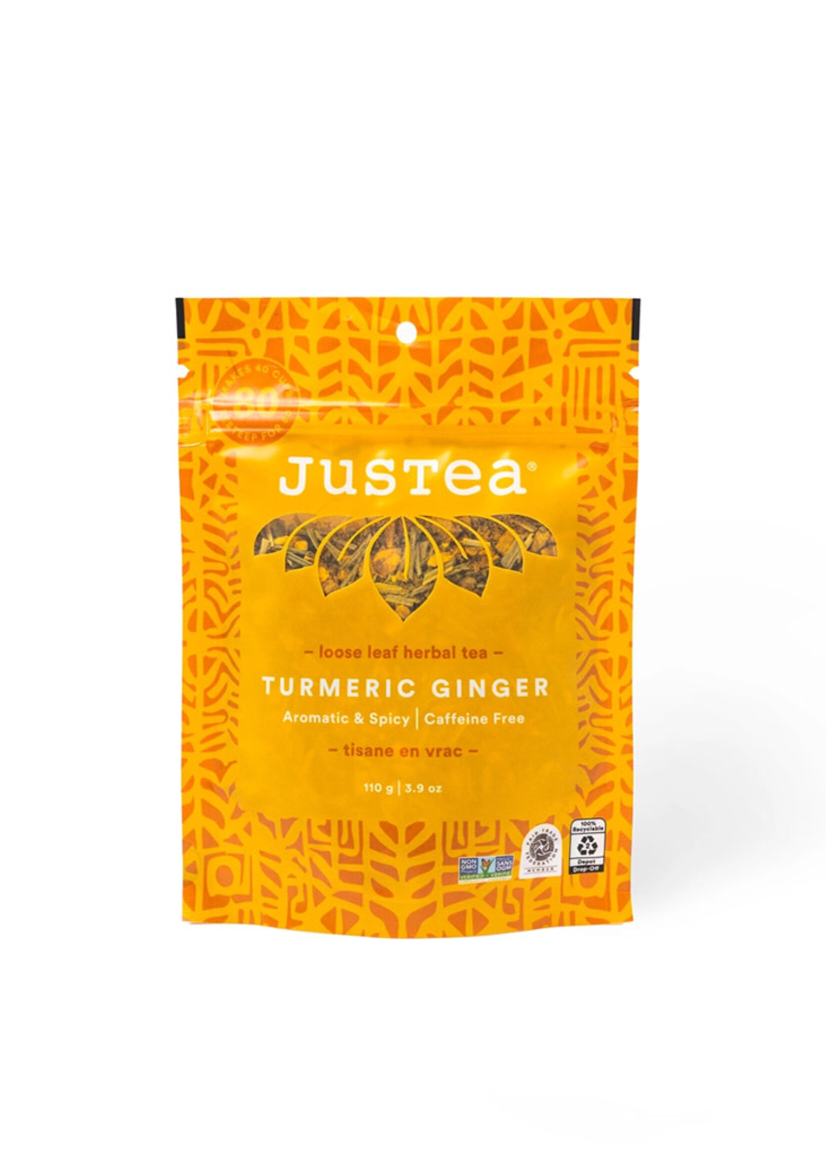 JusTea Turmeric Ginger Loose Leaf Tea - Pouch
