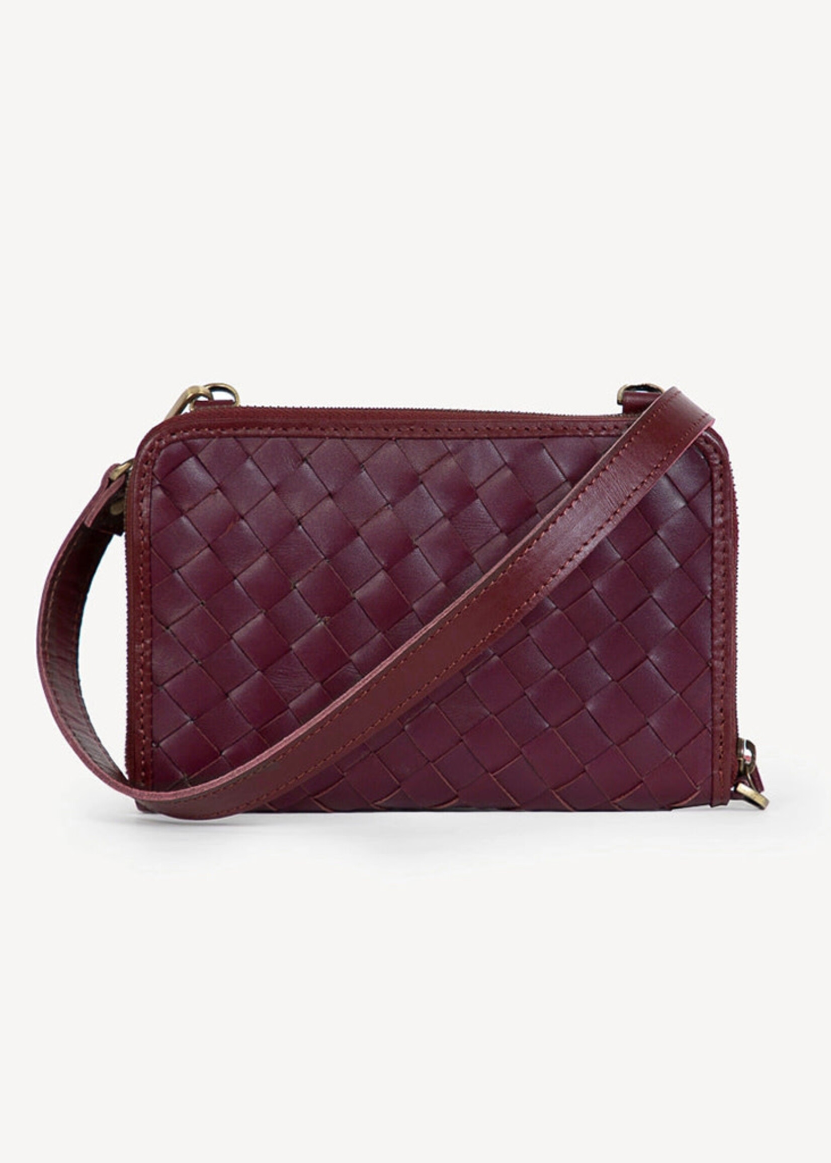 Joyn Plum Woven Crossbody Wallet