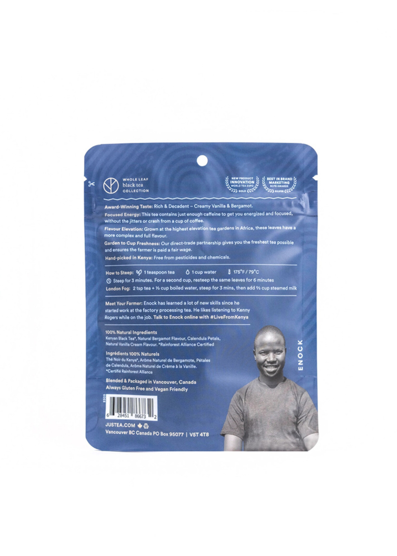 JusTea Cream Earl Grey Loose Leaf Tea - Pouch
