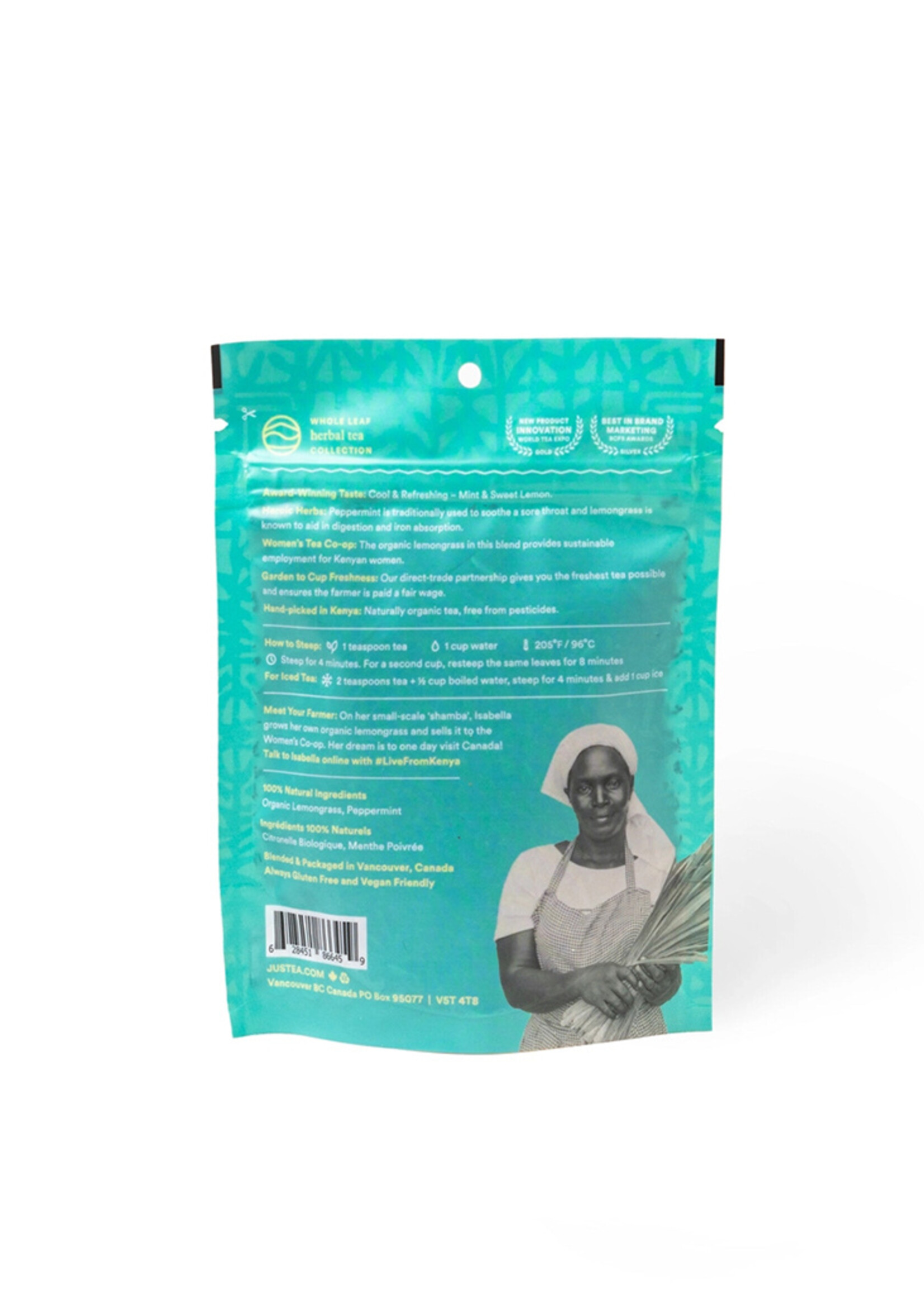 JusTea Peppermint Garden Loose Leaf Tea - Pouch