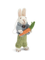 Gry and Sif Felt Bunny Ornament - Blue Jacket and Carrot