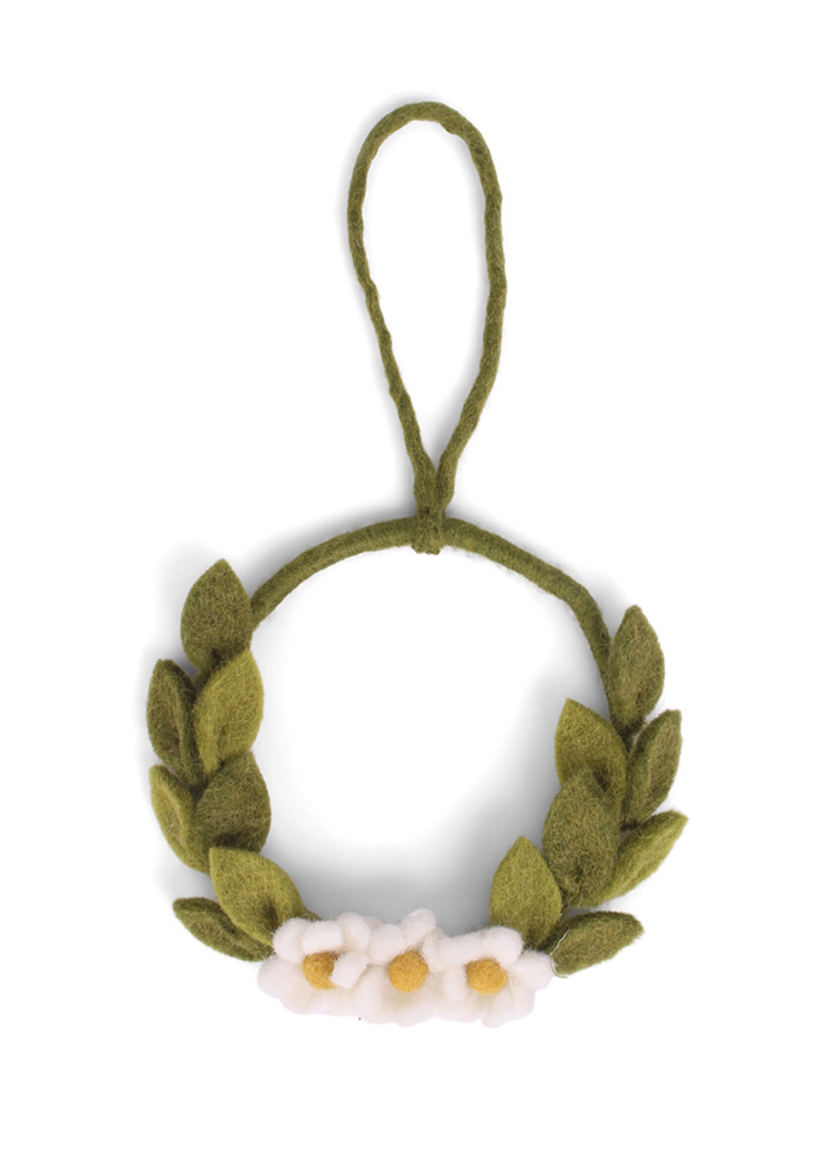 Gry and Sif Simple White Flower Felt Wreath