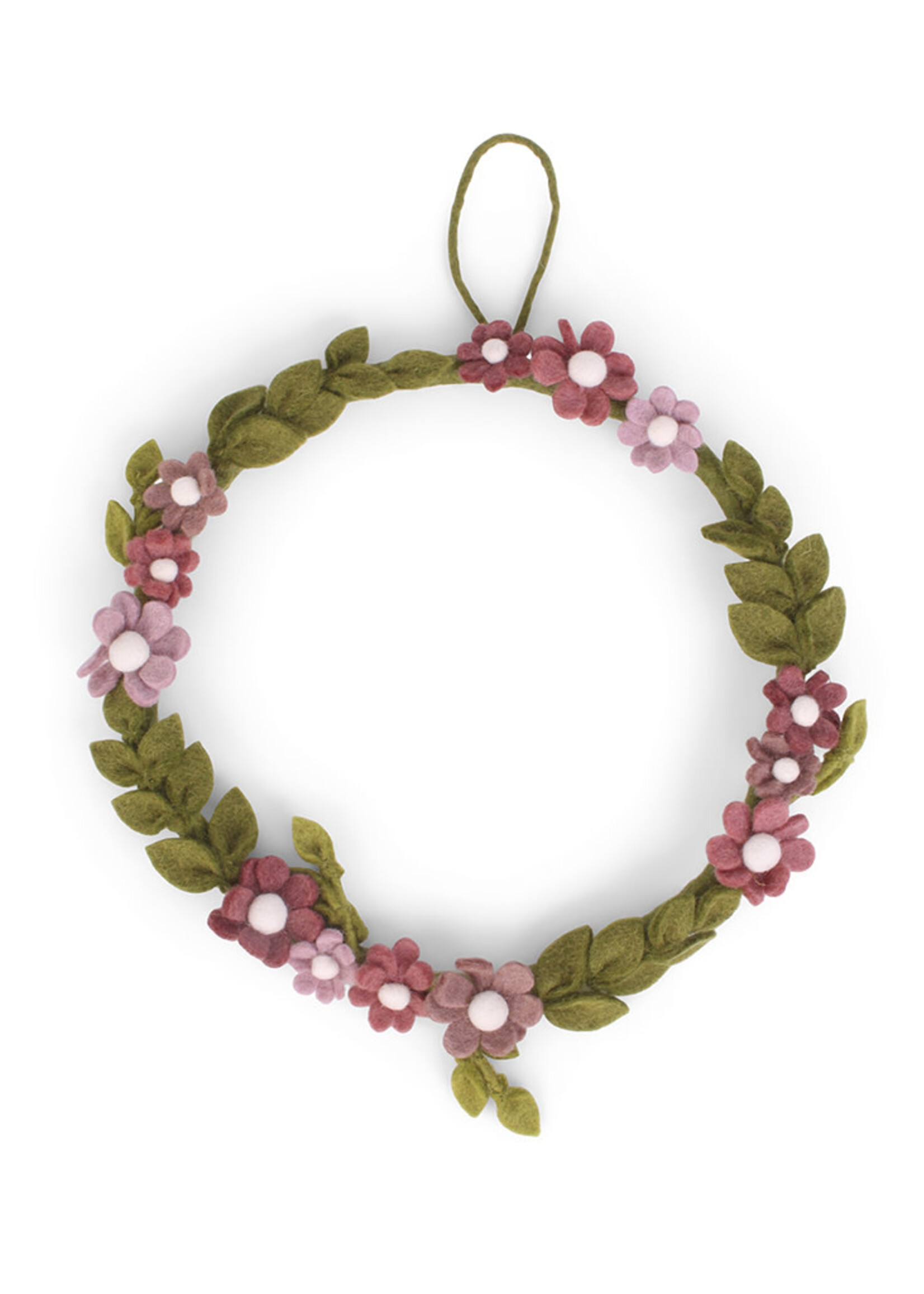 Gry and Sif Anemone Felt Wreath - Dusty Rose
