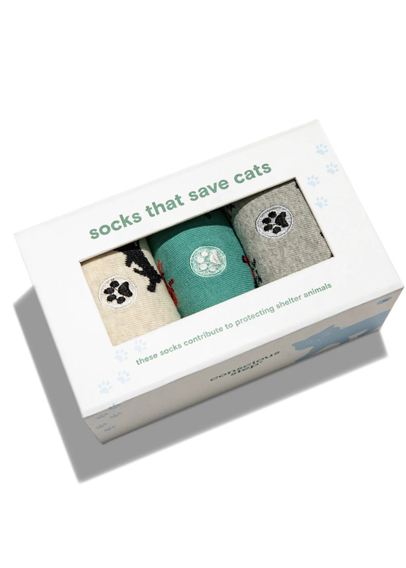Conscious Step Women's Sock Box that Save Cats