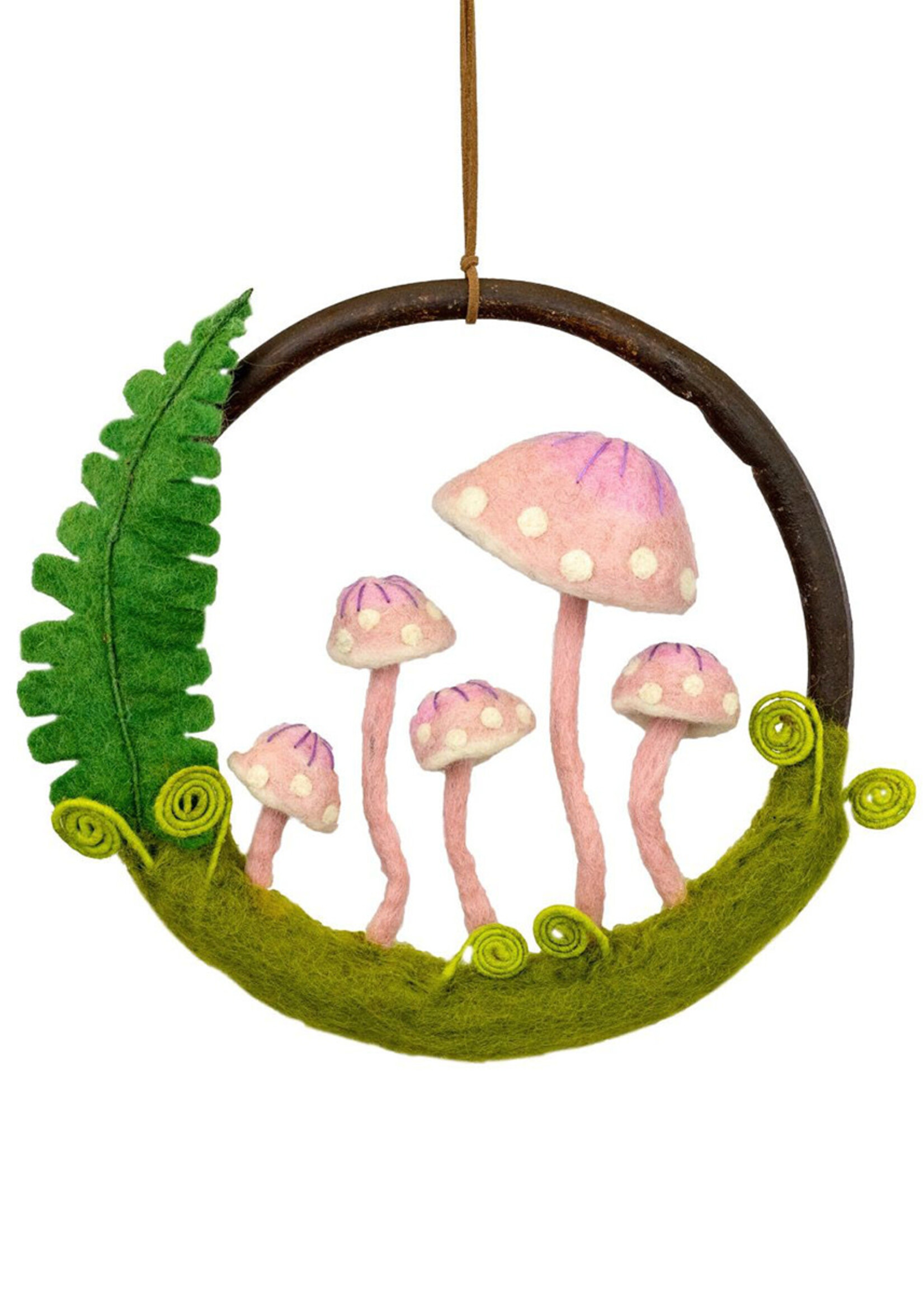 dZi FINAL SALE - Felt Pink Ladies Mushroom Ring