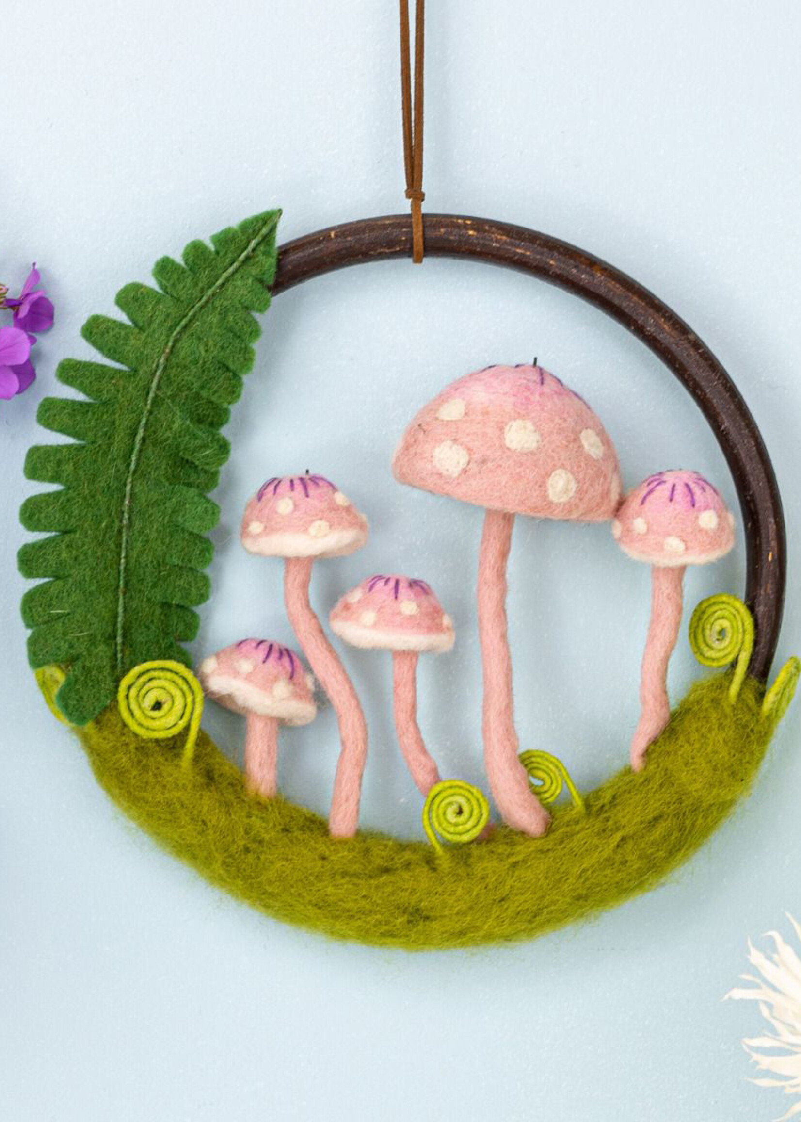 dZi FINAL SALE - Felt Pink Ladies Mushroom Ring