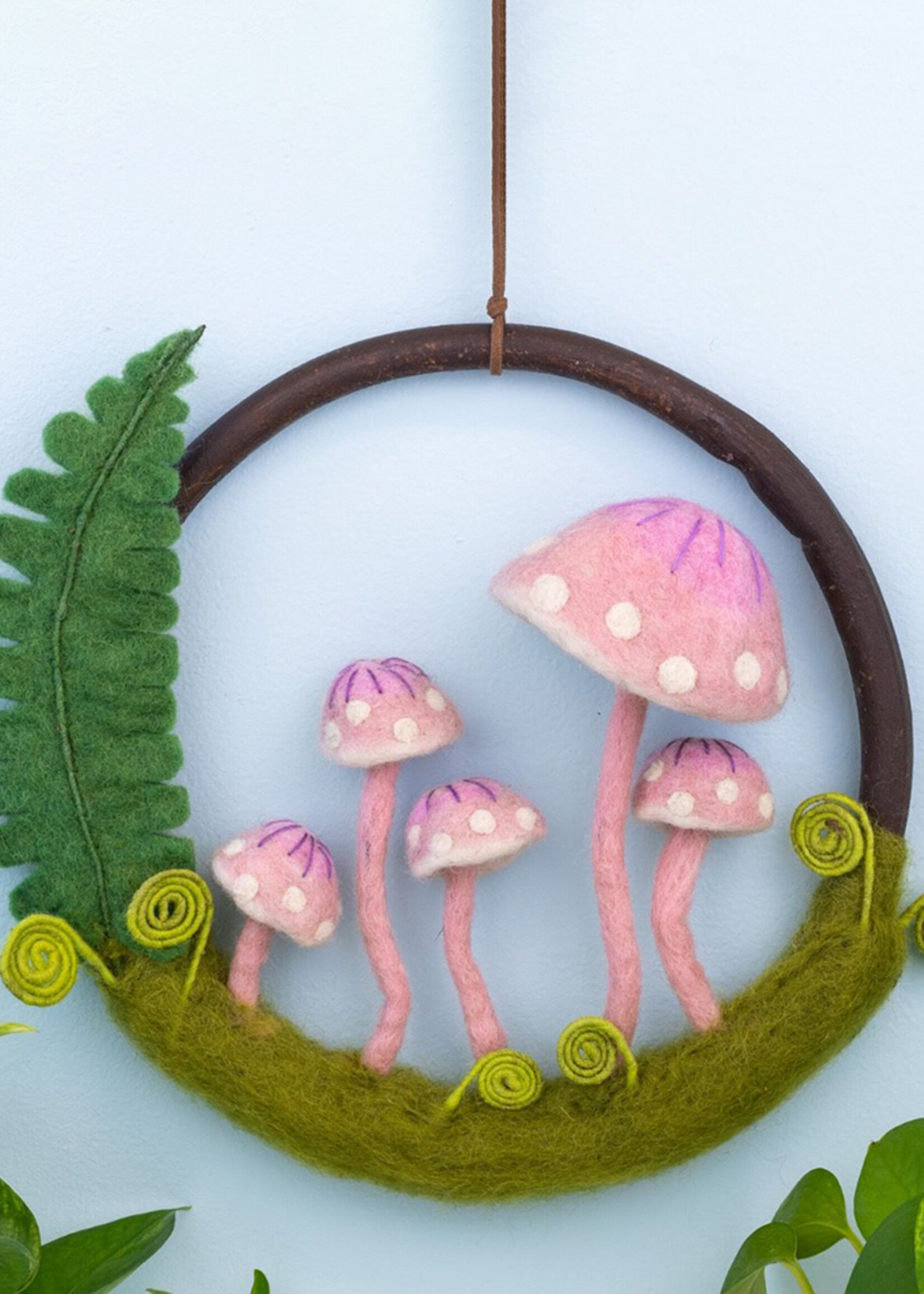 dZi FINAL SALE - Felt Pink Ladies Mushroom Ring