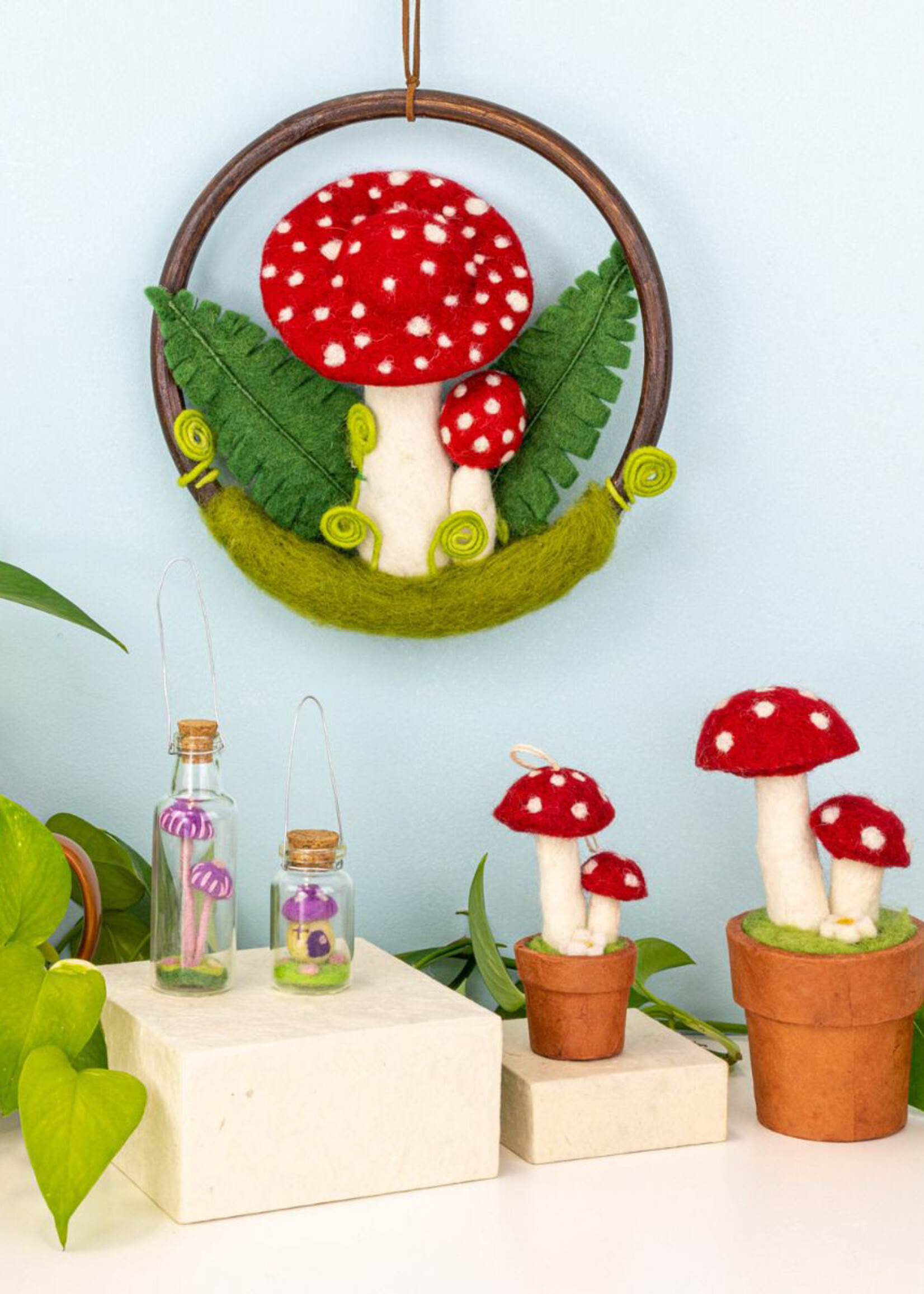 dZi Felt Red Toadstool Mushroom Ring