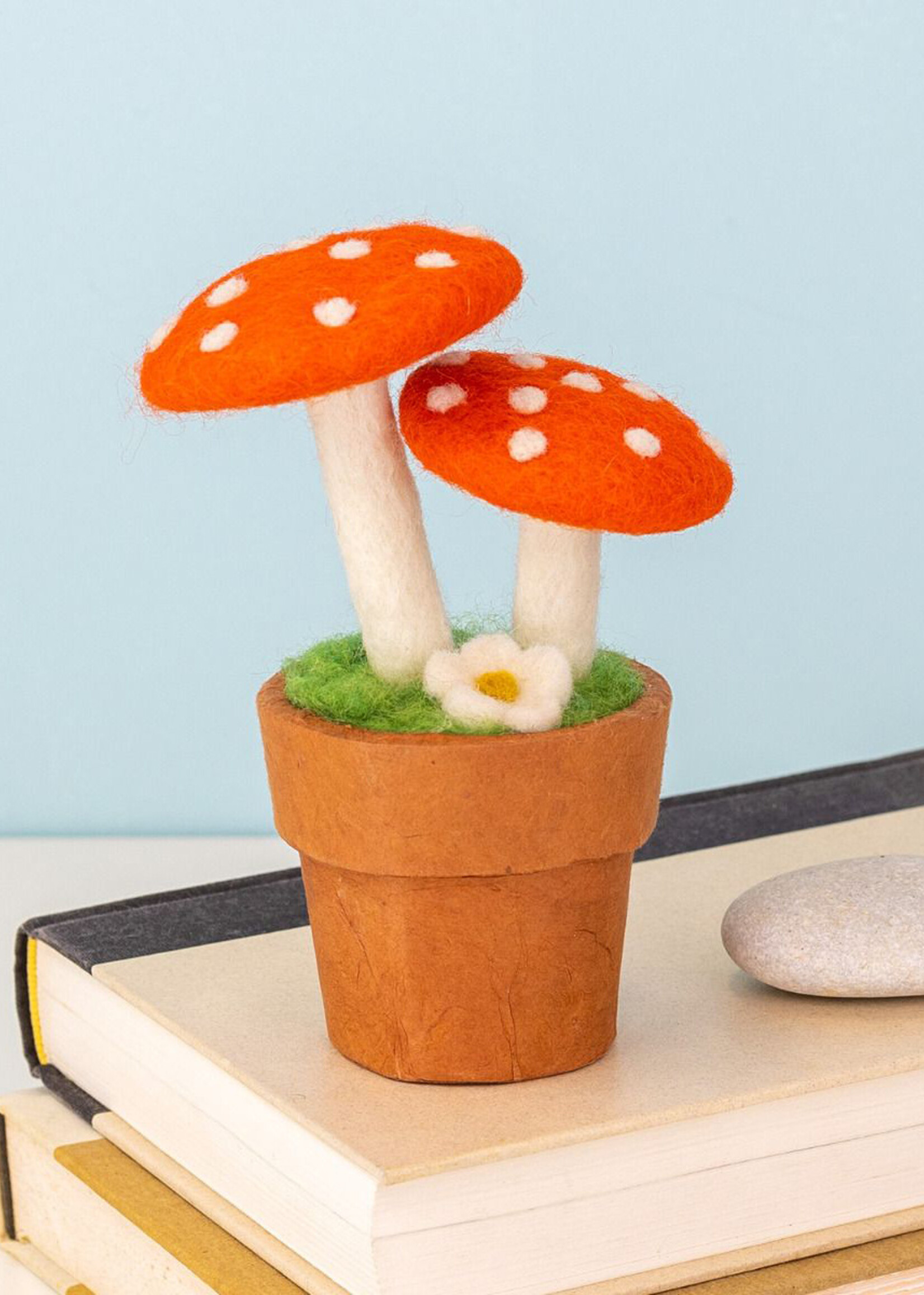 dZi Elven Orange Mushroom Potted Plant