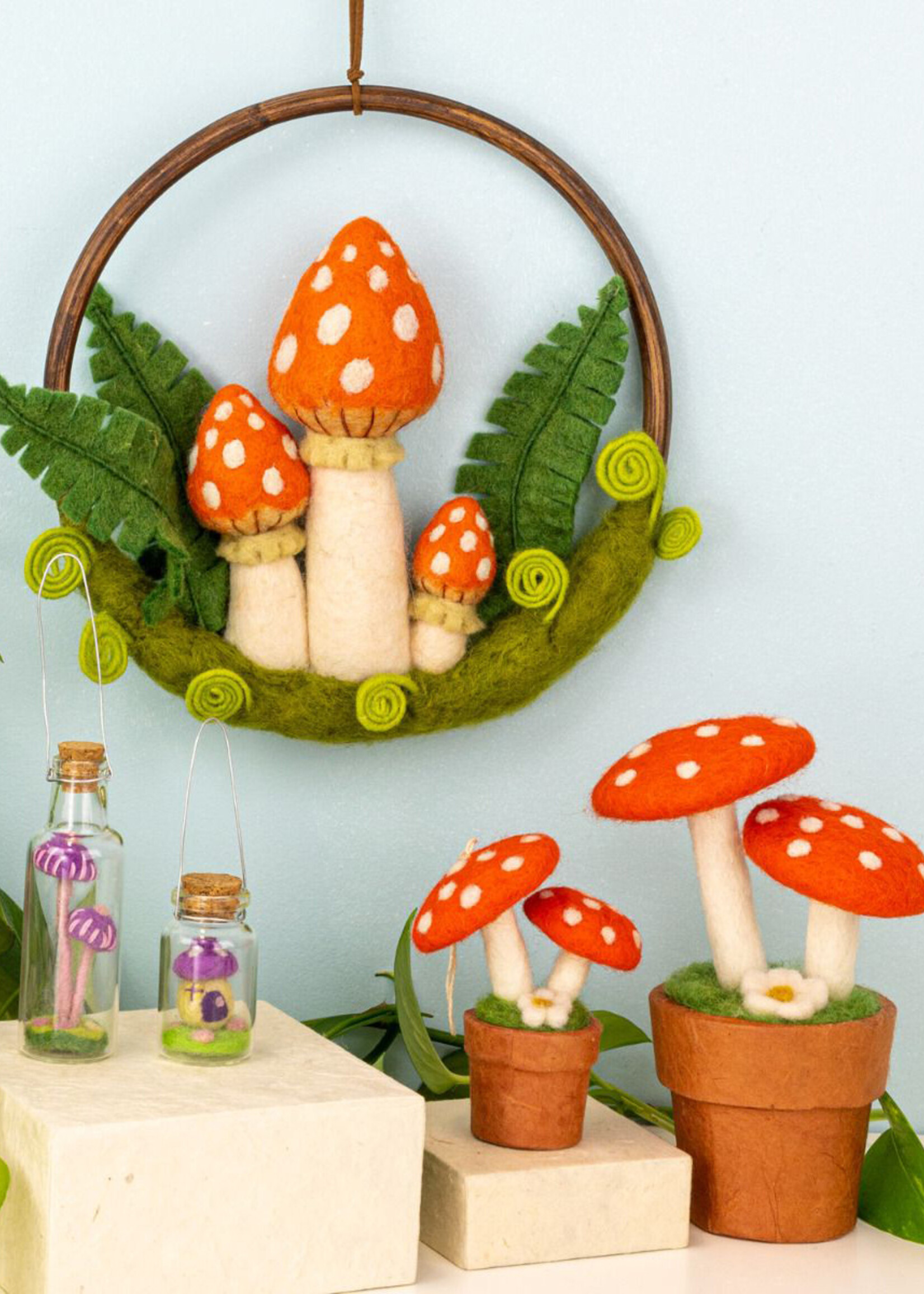 dZi Elven Orange Mushroom Potted Plant