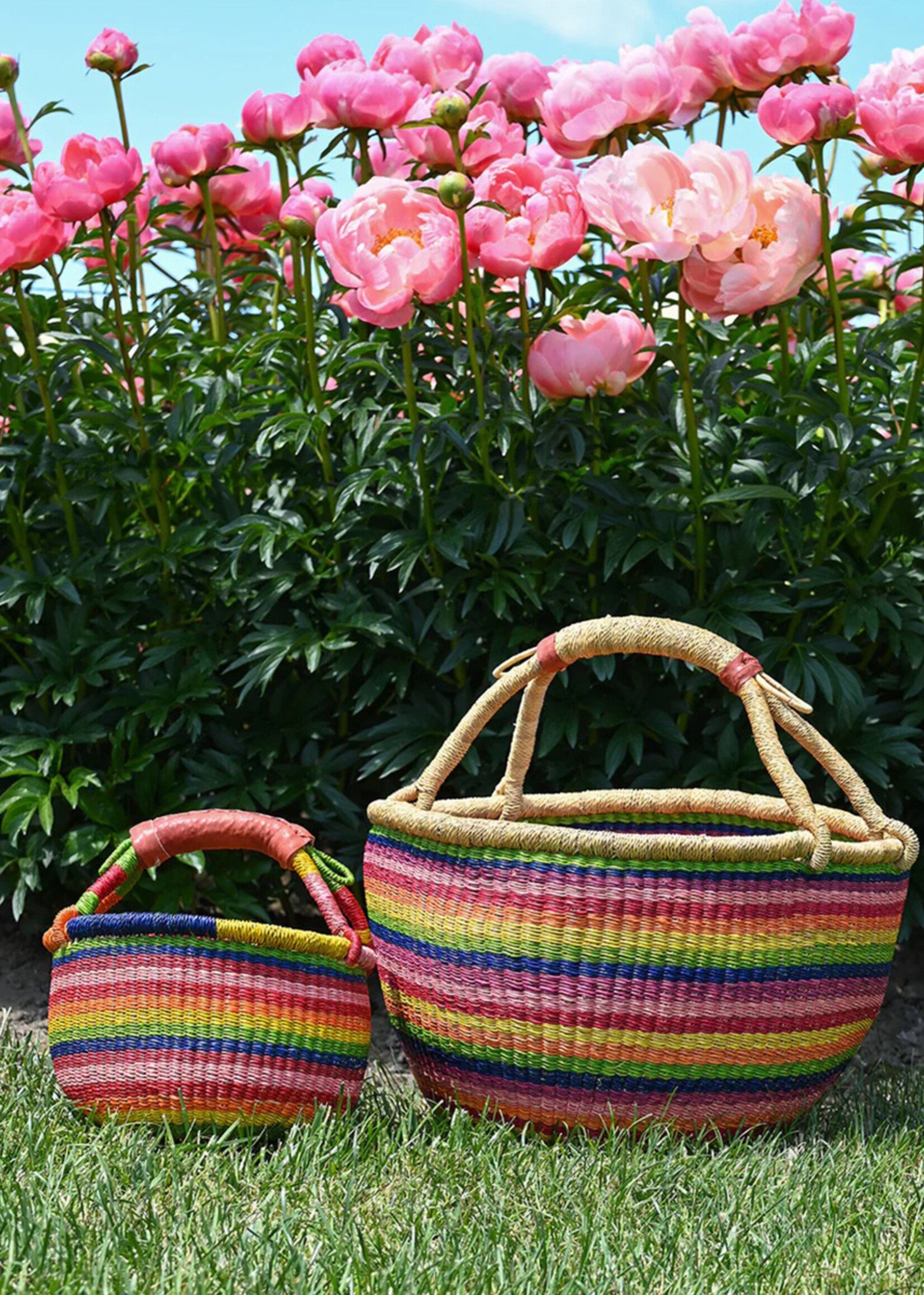 African Modern Rainbow Chaser Baby Bolga Market Basket