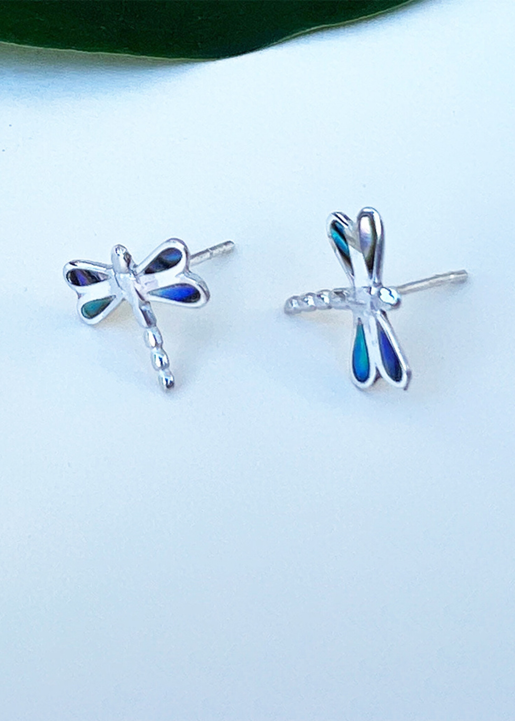 Women's Peace Collection Abalone Dragonfly Stud Earrings - Sterling Silver