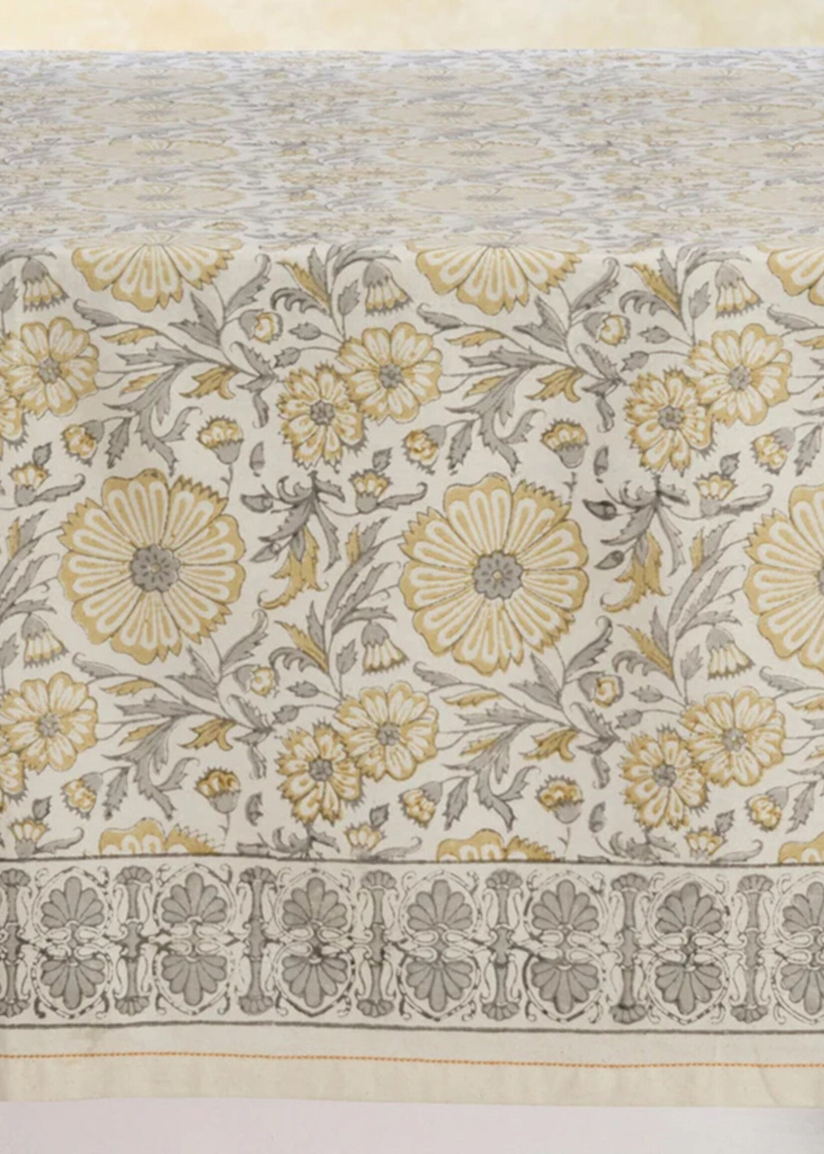 Sustainable Threads Zinnia Block Print Tablecloth - 60in x 90in
