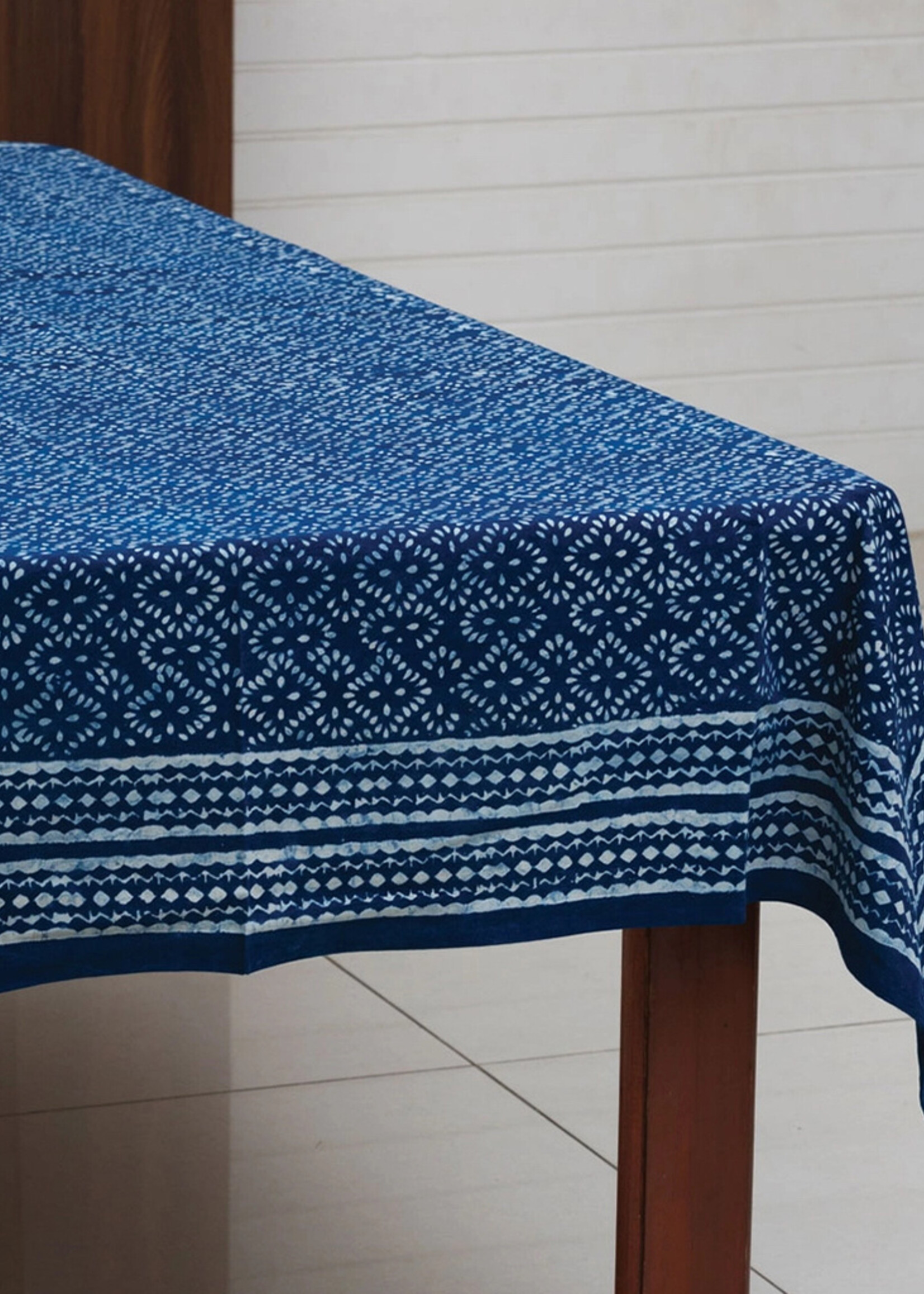 Sevya Indigo Block Print Tablecloth - 60in x 90in