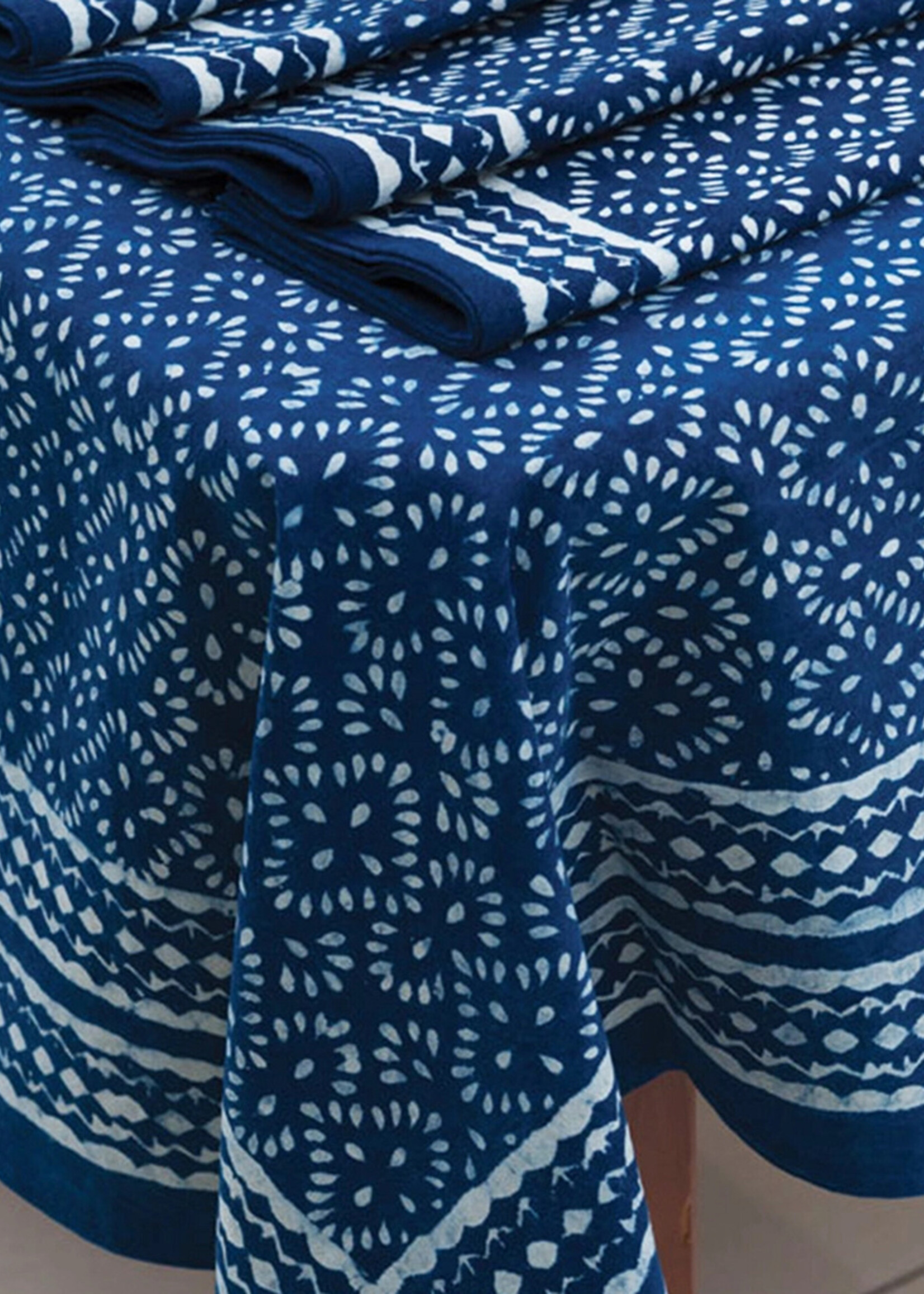 Sevya Indigo Block Print Tablecloth - 60in x 90in