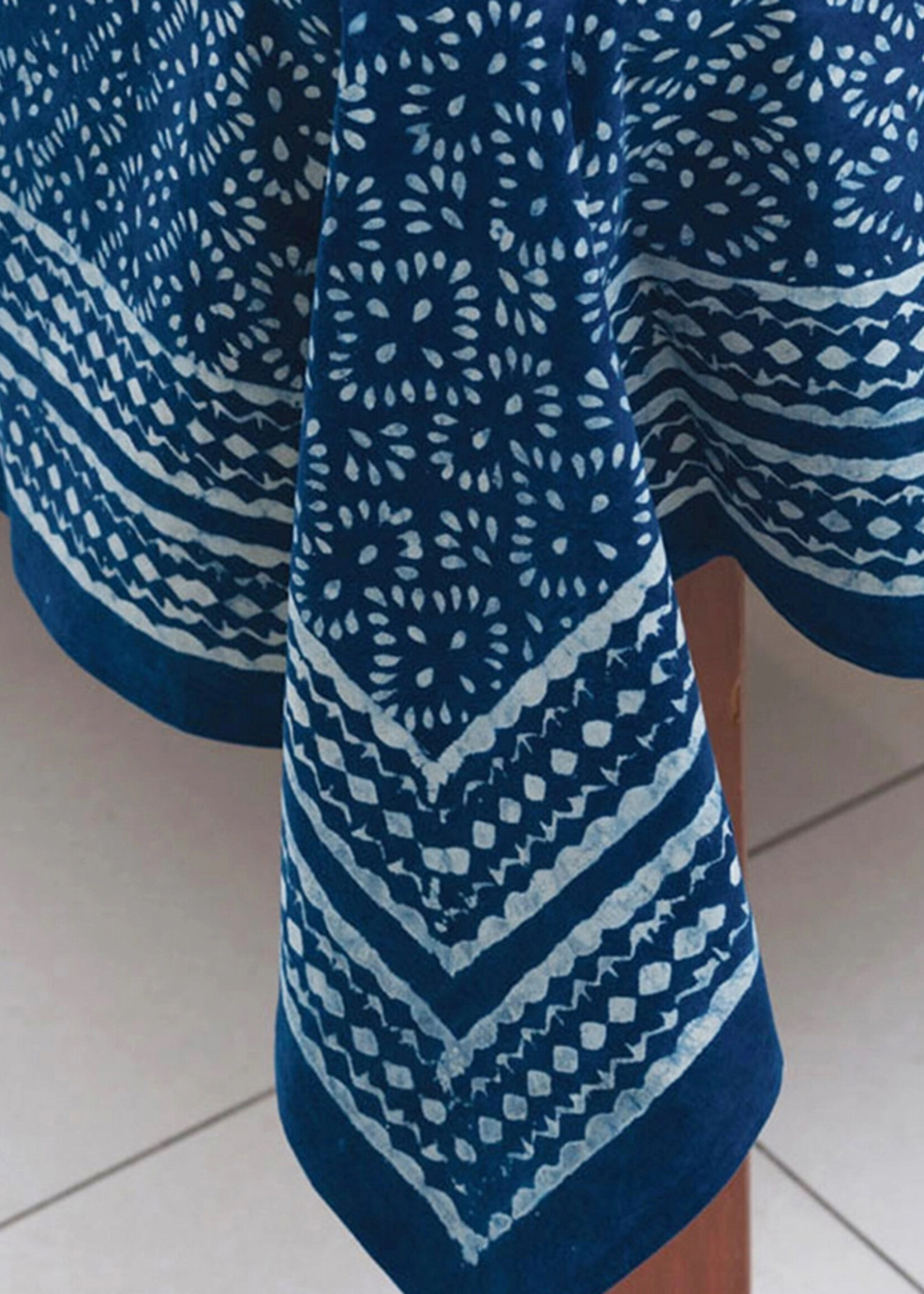 Sevya Indigo Block Print Tablecloth - 60in x 90in