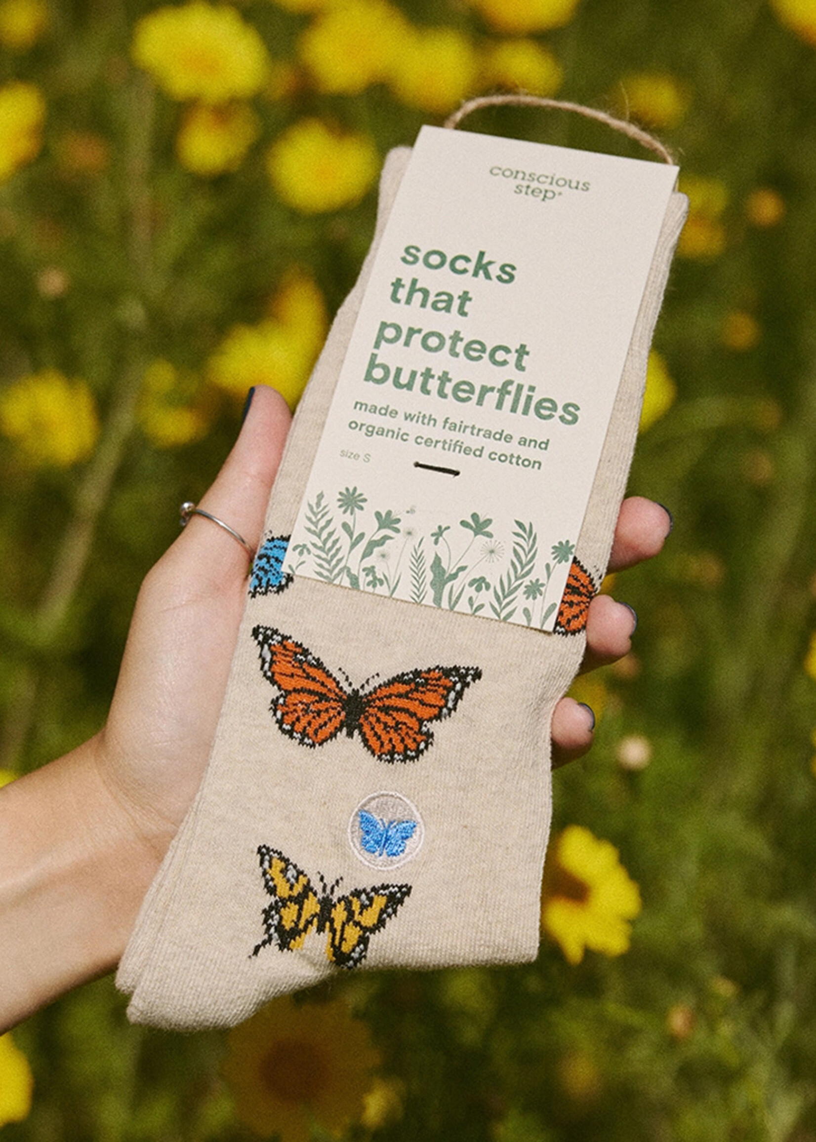 Conscious Step Men's Butterfly Socks - Protect Pollinators