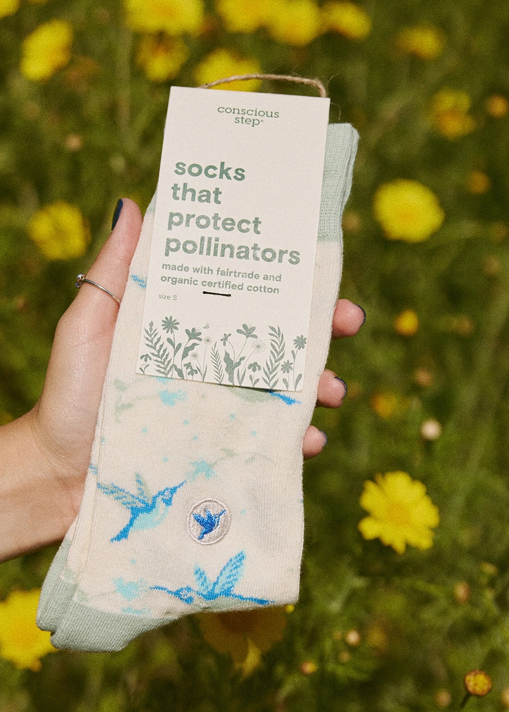 Conscious Step Men's Hummingbird Socks - Protect Pollinators