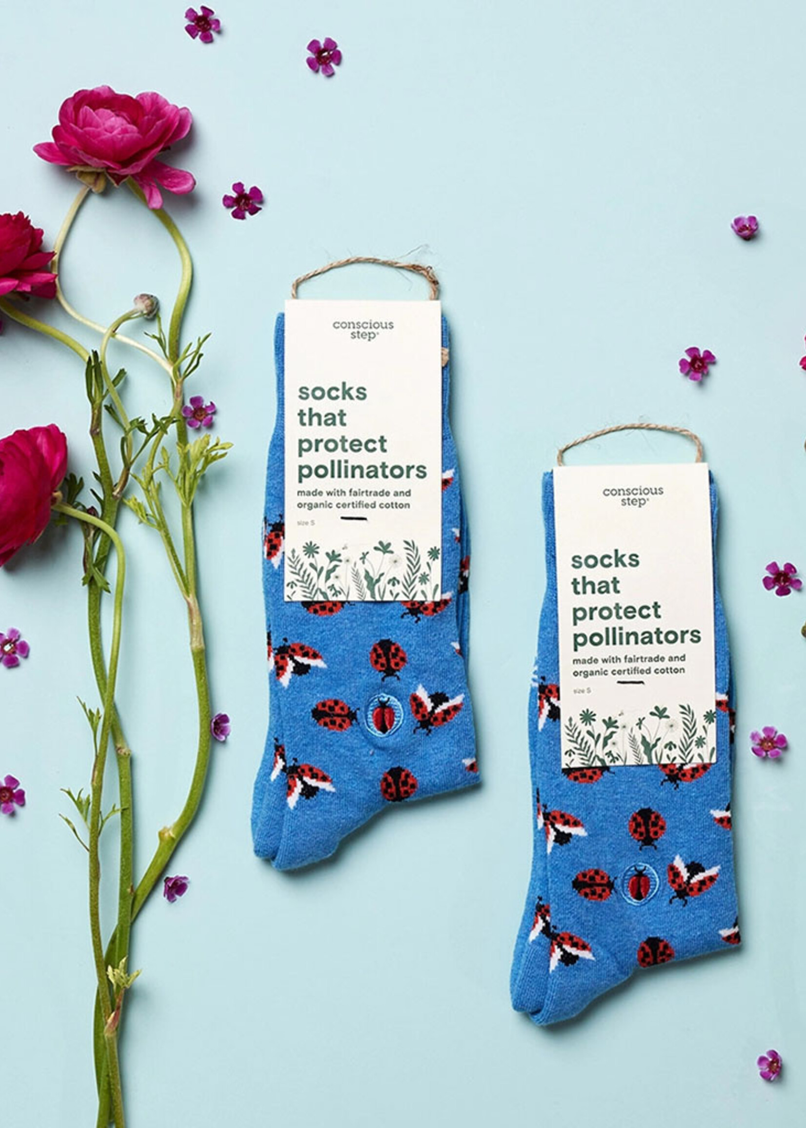 Conscious Step Men's Ladybug Socks - Protect Pollinator