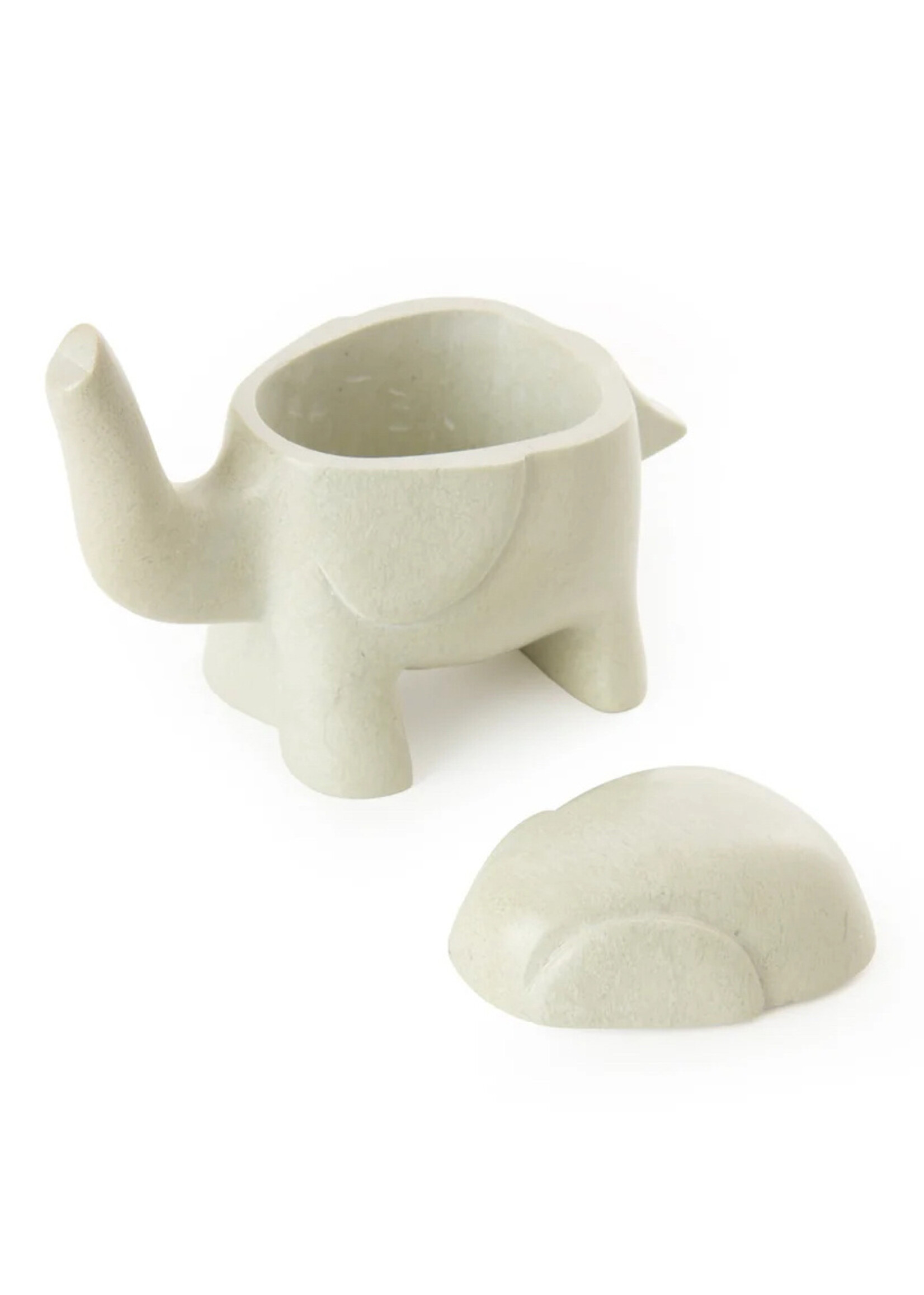 African Modern Soapstone Elephant Treasure Box