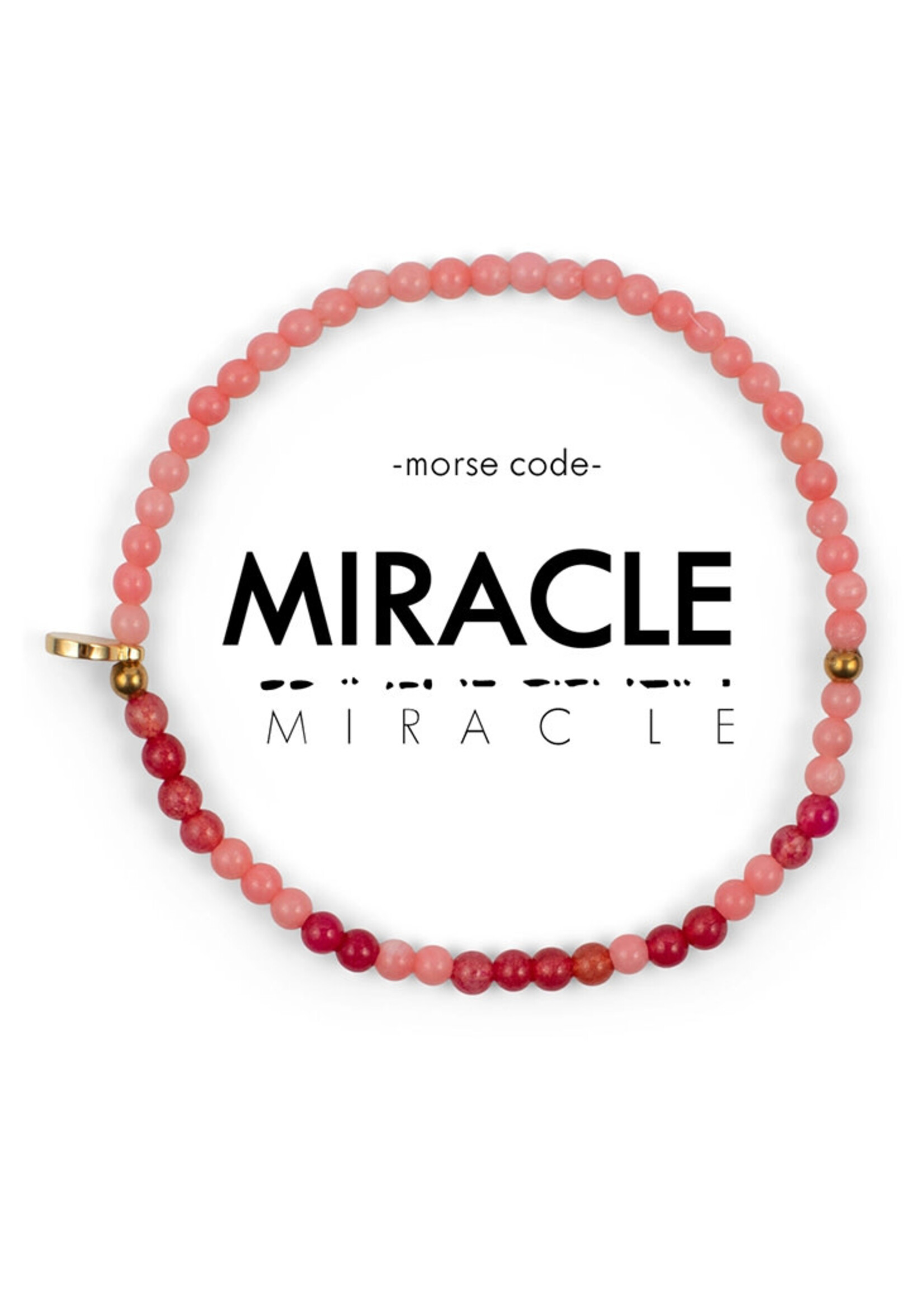 Ethic Goods Morse Code MIRACLE Bracelet - Pink Quartz & Coral Pink