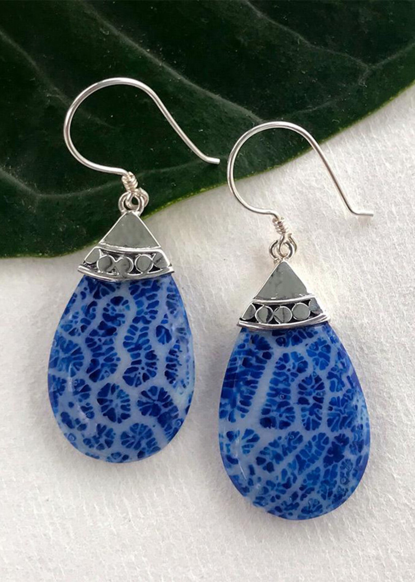 Women's Peace Collection Blue Coral Teardrop Earrings