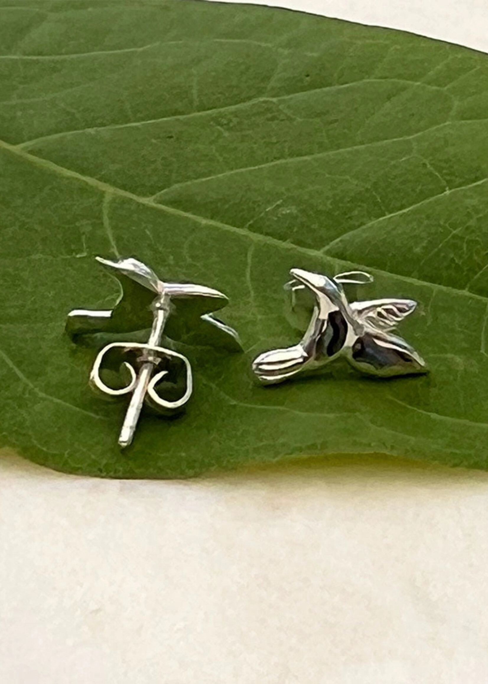 Women's Peace Collection Abalone Hummingbird Stud Earrings - Sterling Silver