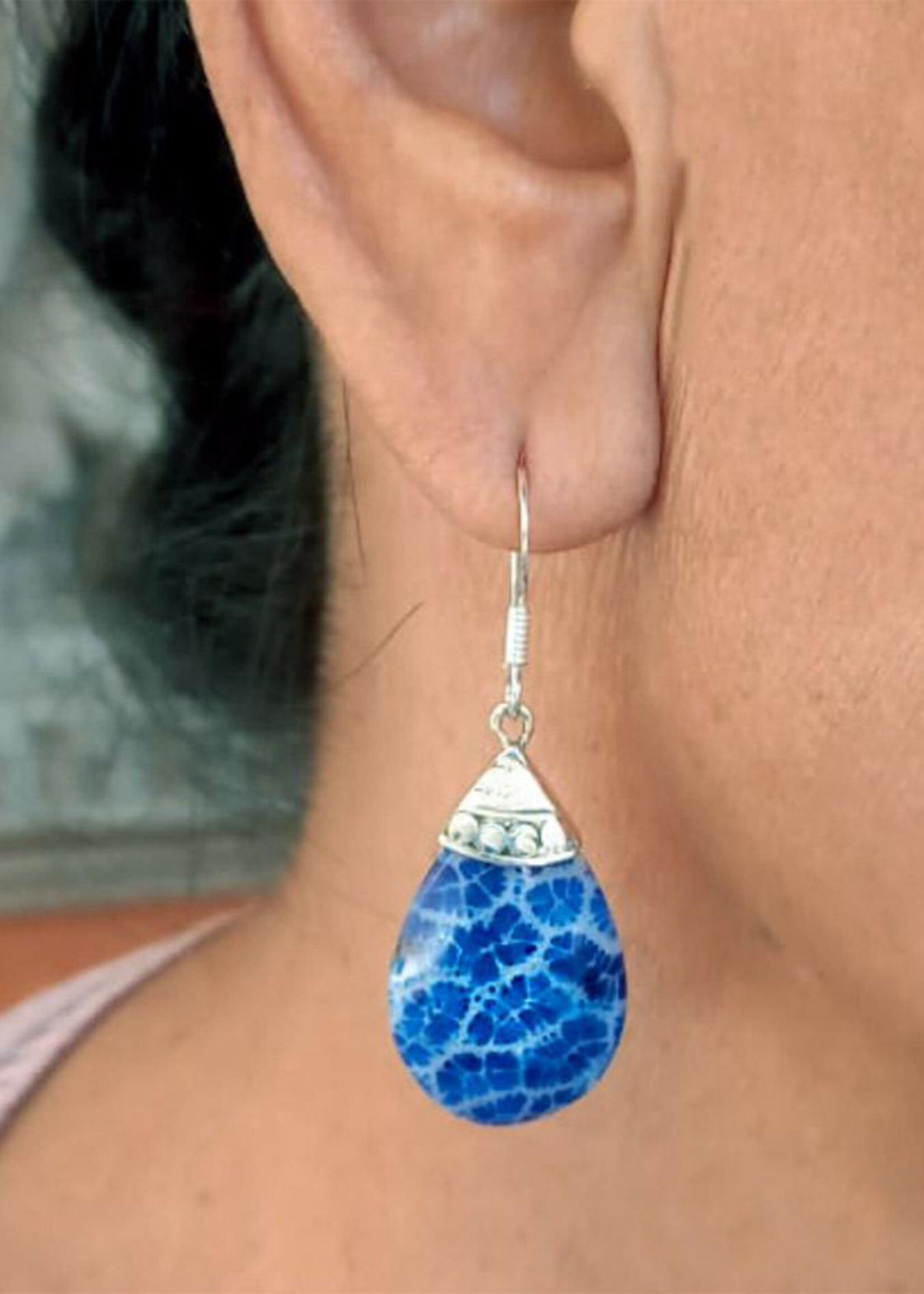 Women's Peace Collection Blue Coral Teardrop Earrings