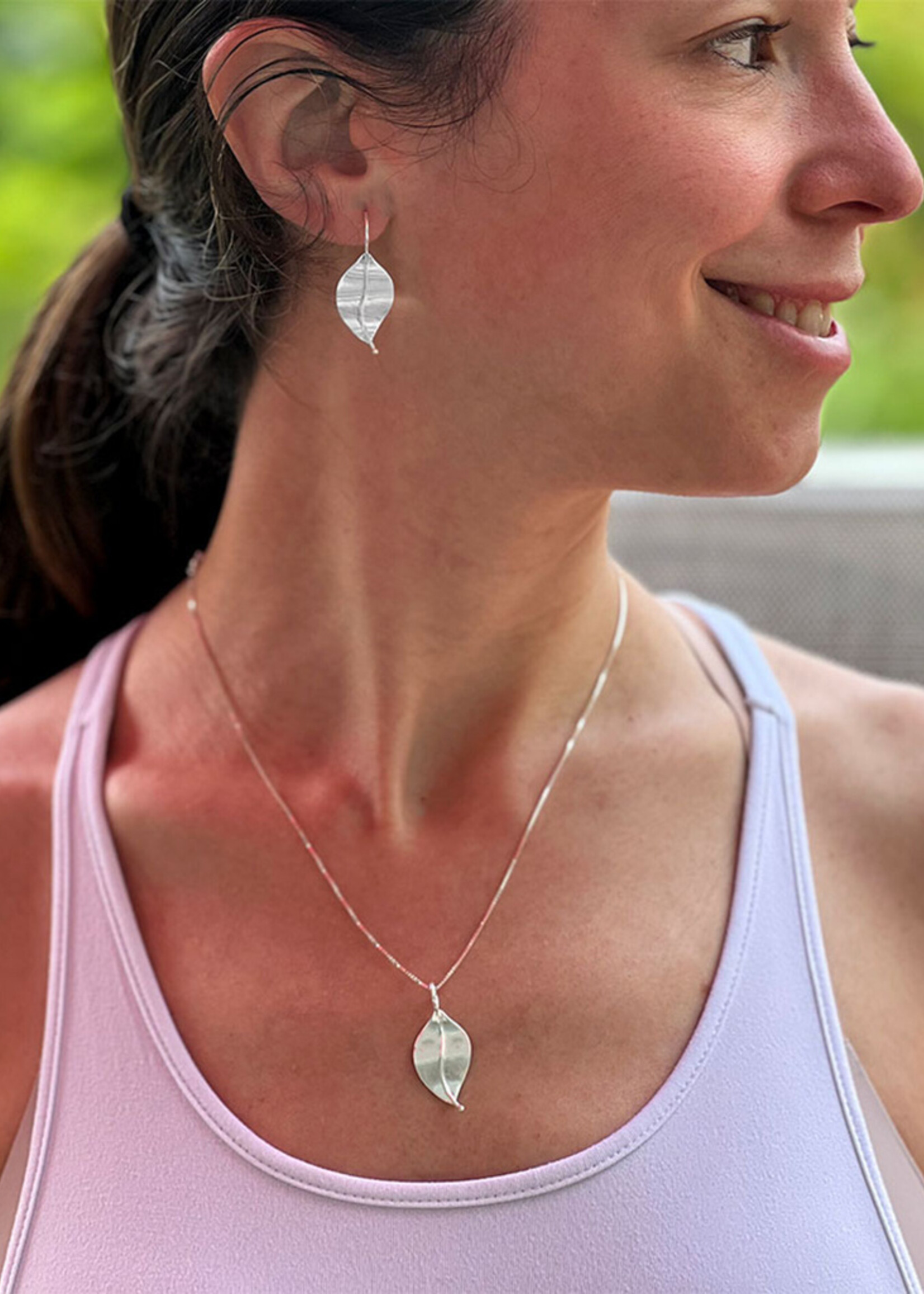 Women's Peace Collection In Leaf Necklace - Sterling Silver