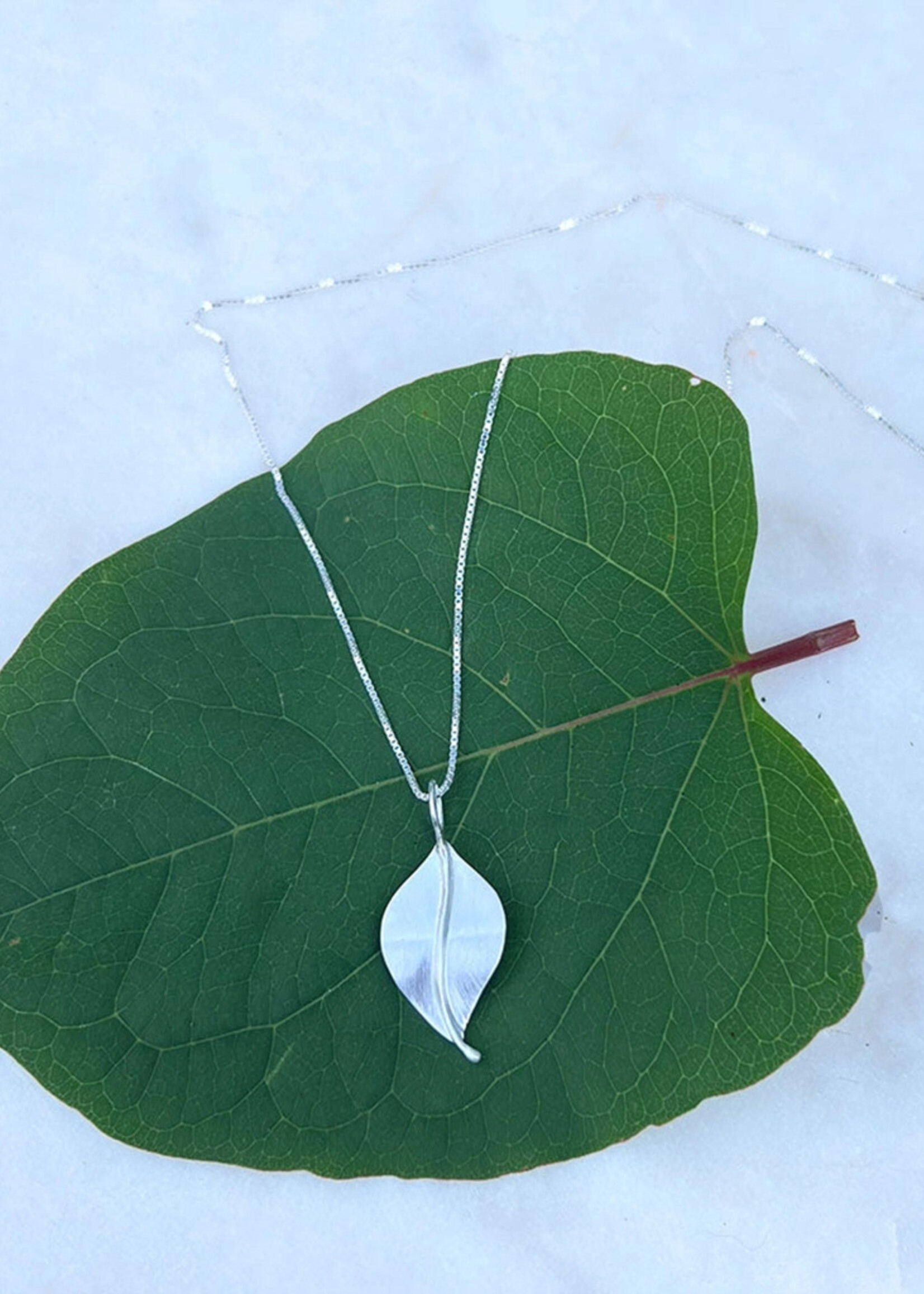 Women's Peace Collection In Leaf Necklace - Sterling Silver