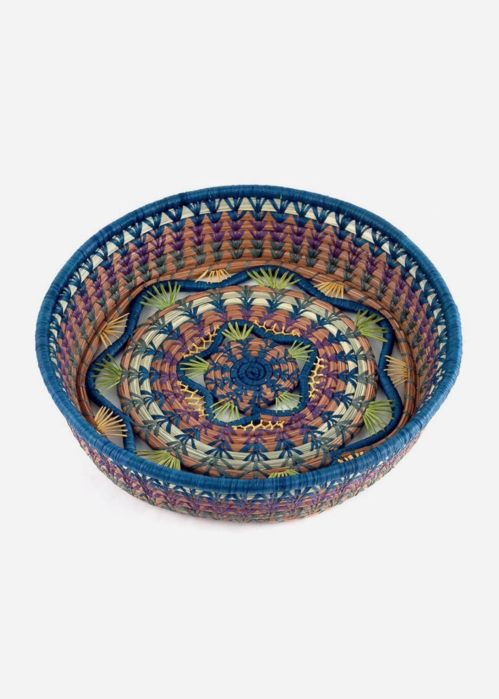 Mayan Hands 11" Rosenda Teal Basket