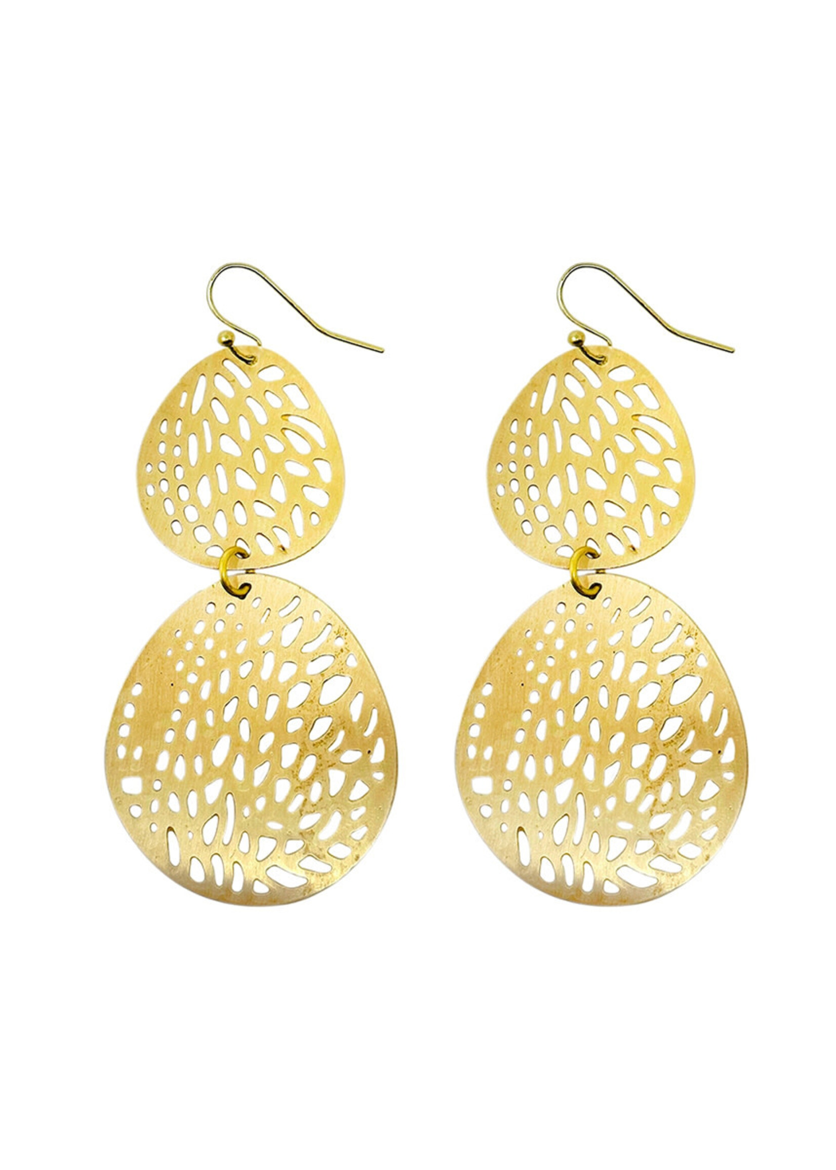 WorldFinds Stenciled Leaf Earrings