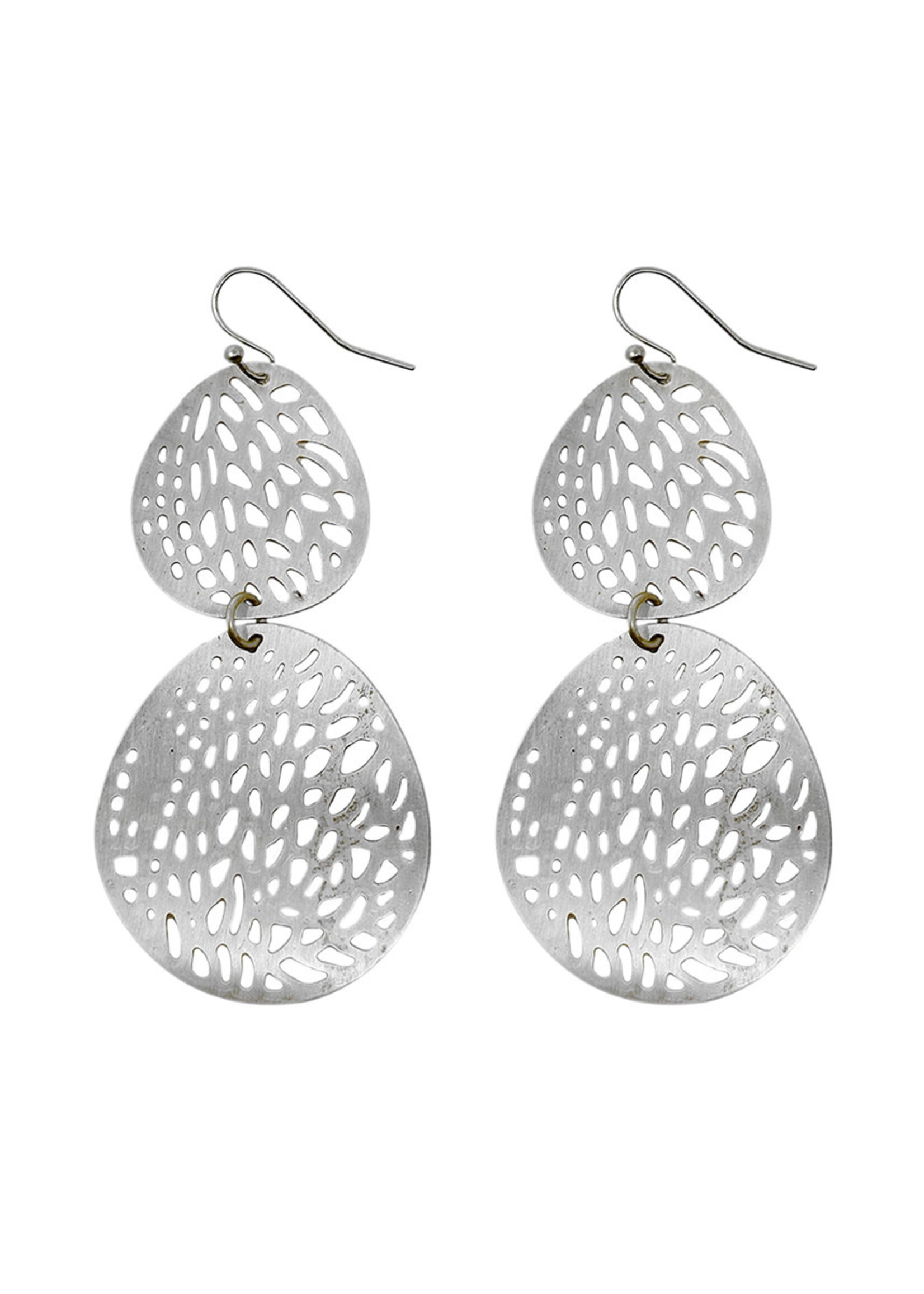 WorldFinds Stenciled Leaf Earrings